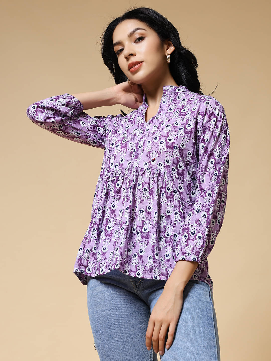     			Istyle Can Women's Cotton Regular Top ( Purple )