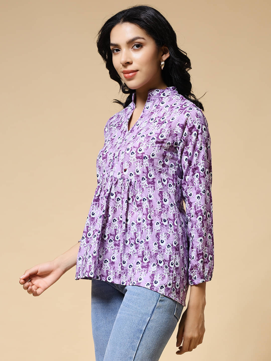     			Istyle Can Women's Cotton Regular Top ( Purple )