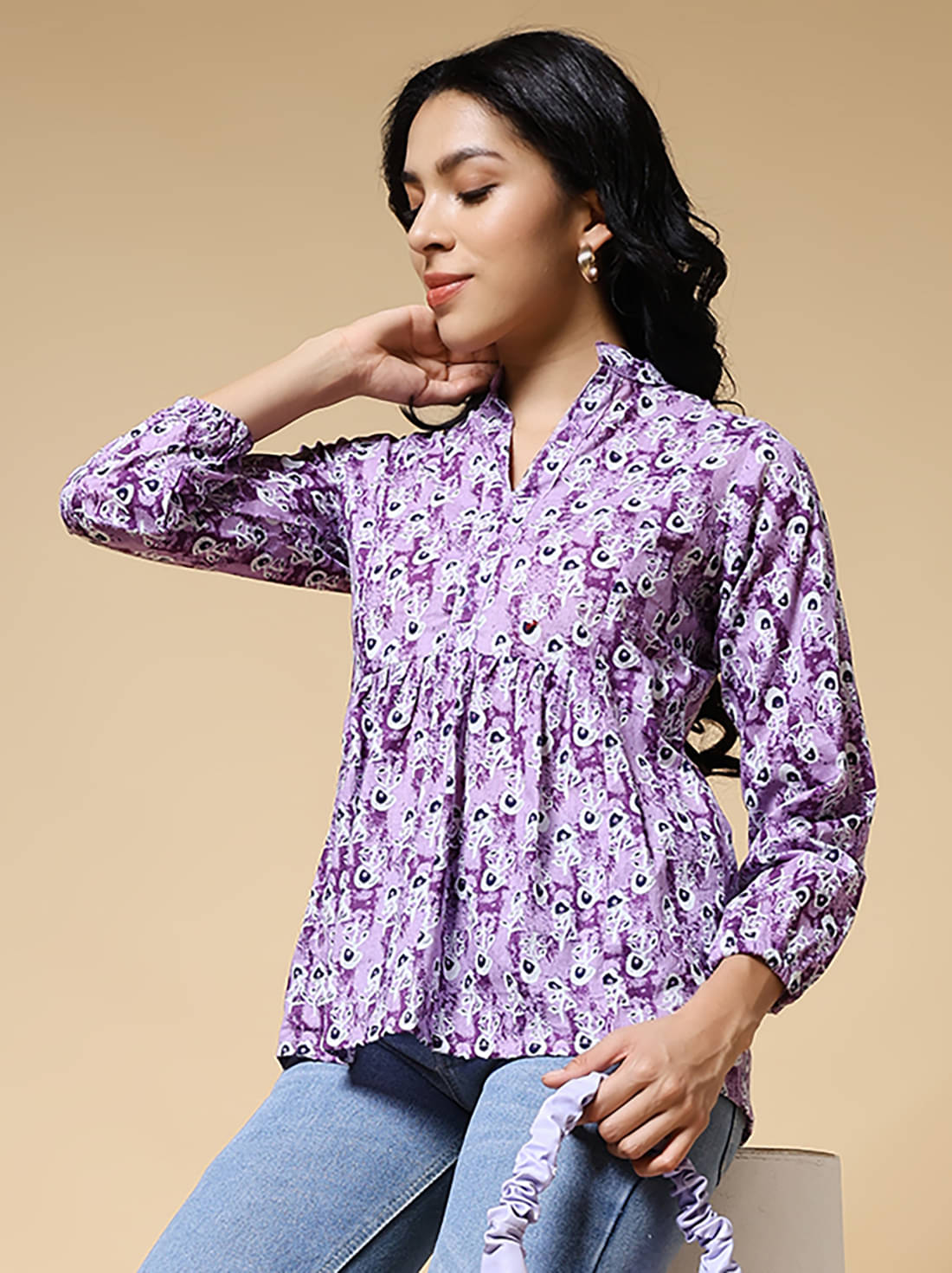 Istyle Can Women's Cotton Regular Top ( Purple ) Istyle Can Women's Cotton Regular Top ( Purple )