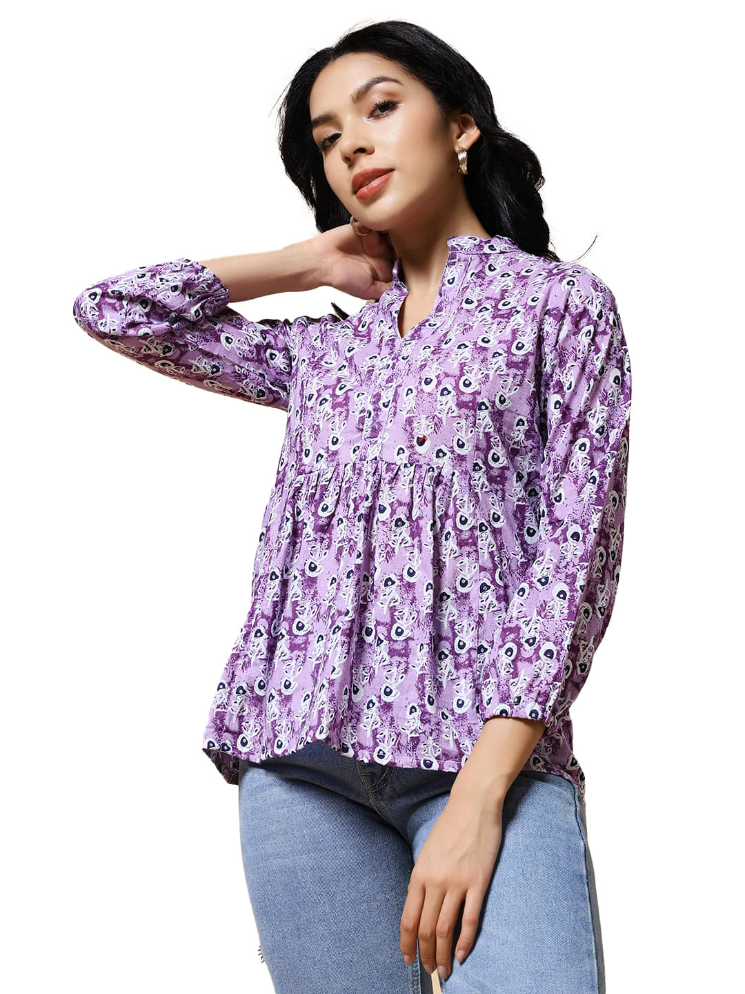     			Istyle Can Women's Cotton Regular Top ( Purple )