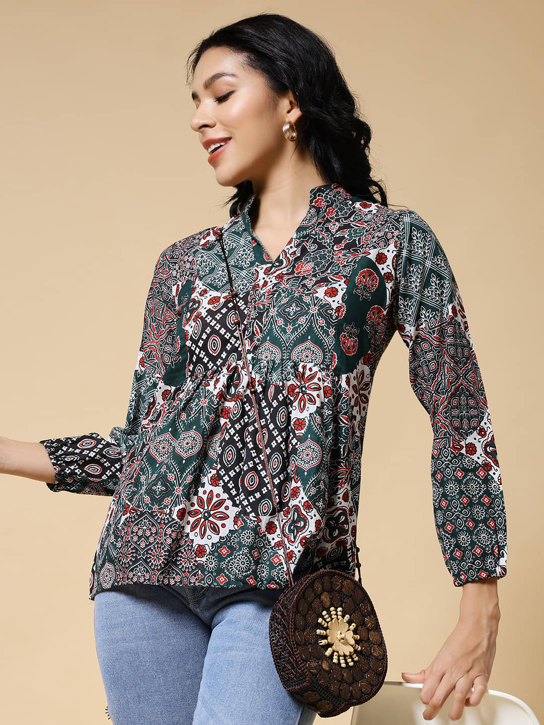     			Istyle Can Women's Cotton Regular Top ( Green )
