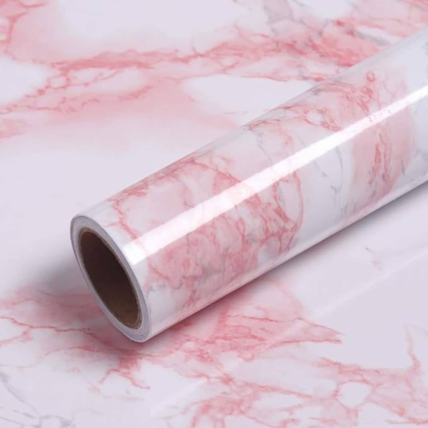 KRAMOX Marble Premium Vinyl Peel and Stick Waterproof Removable DIY Wall Stickers for Home,Kitchen,almirah, and ofc Background Wallpaper (Pink, 60x200cm) (Pink foil Paper)