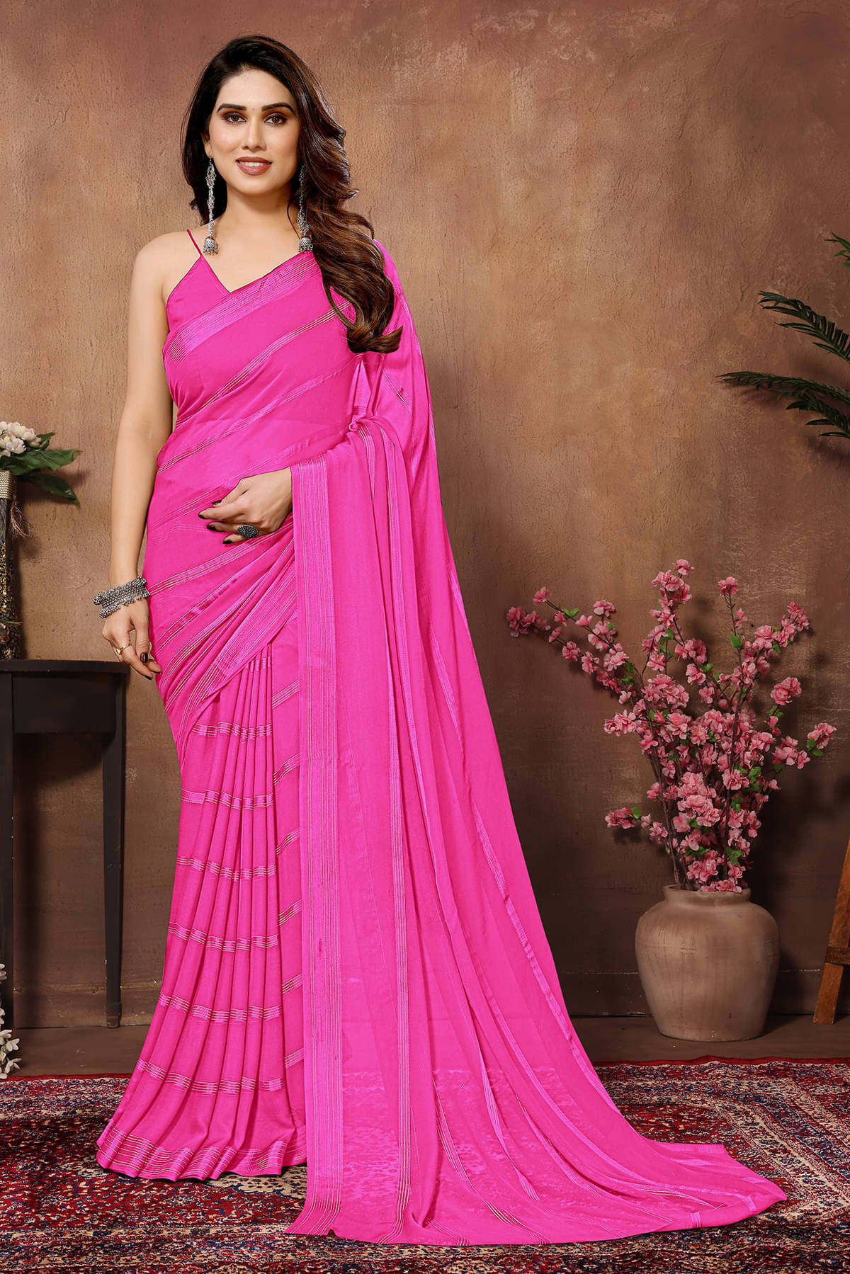 Kashvi Sarees Satin Embellished Kasavu Saree With Unstitched Blouse Piece ( Pink ) Kashvi Sarees Satin Embellished Kasavu Saree With Unstitched Blouse Piece ( Pink )