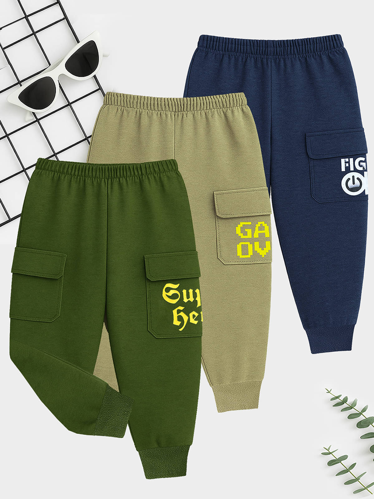     			Kuchipoo Pack of 3 Boys Cotton Blend Trackpant ( Multicolor 14 )
