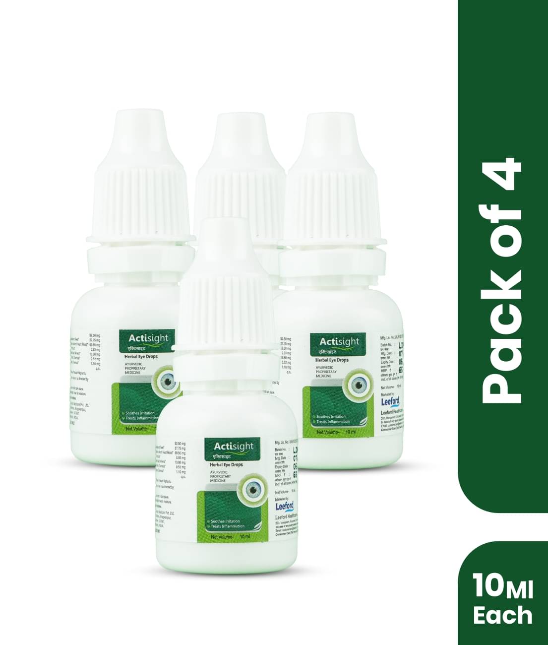     			Actisight Herbal Eye Drops | Ayurvedic Eye Care for Soothing _ Pack Of 4 (10ml each)