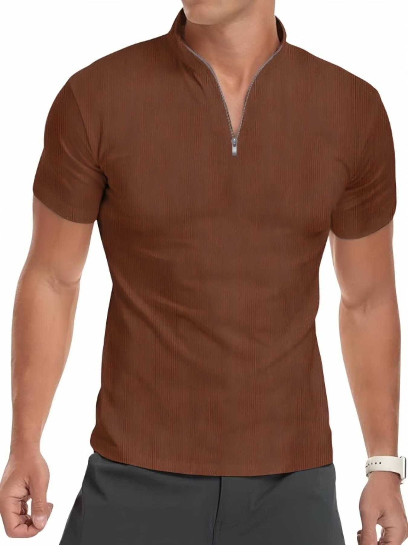 Leotude Men Cotton Blend Regular Fit Solid Polo T Shirt ( Brown ) Leotude Men Cotton Blend Regular Fit Solid Polo T Shirt ( Brown )