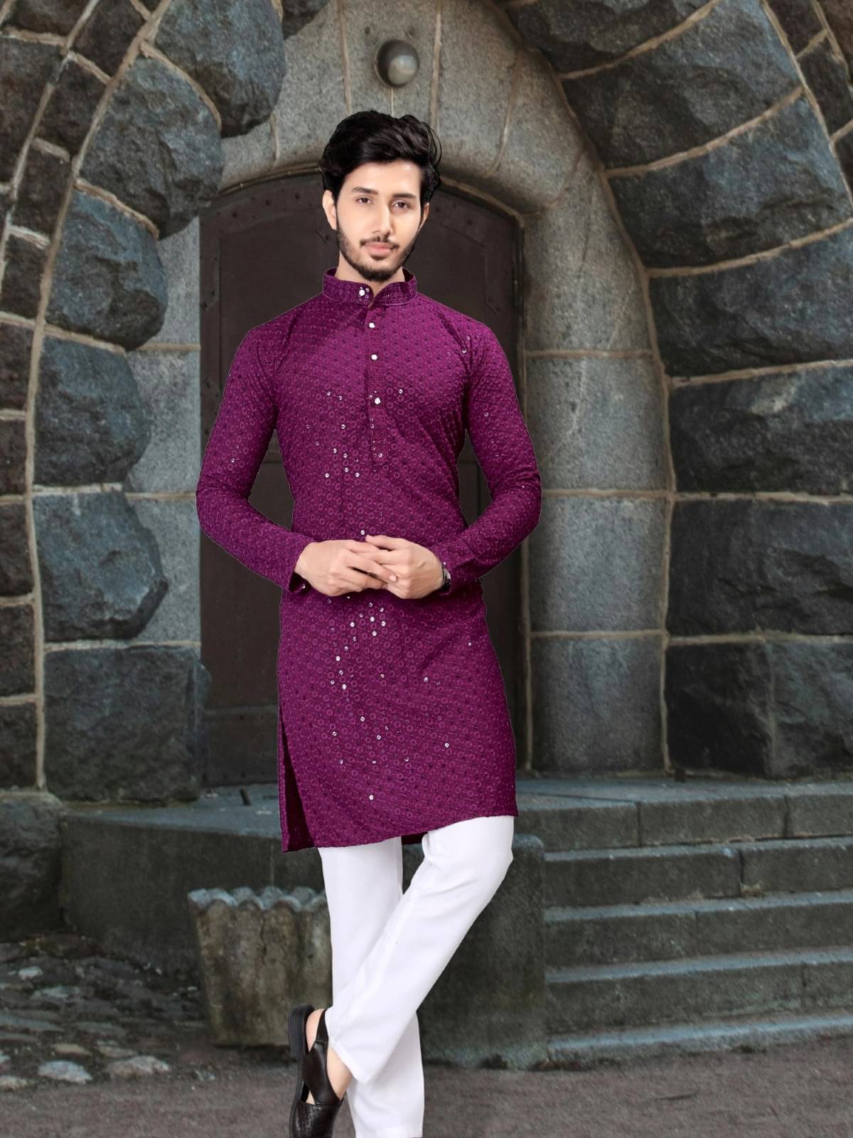 MENTIFIC Purple Viscose Men's Regular Kurta ( Pack of 1 ) MENTIFIC Purple Viscose Men's Regular Kurta ( Pack of 1 )