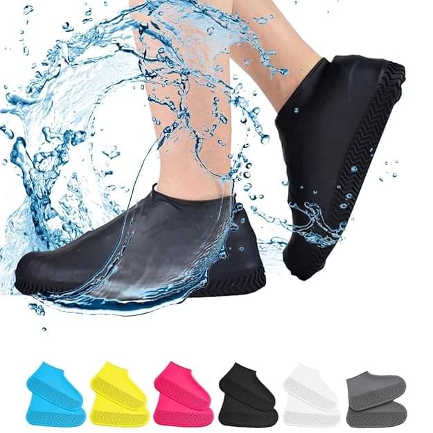     			WHIMSICAL WONDERS 2pc (M Size) Waterproof Silicone Anti-Slip Water Resistant Rubber Shoe Cover, Protectors for Kids, Men, Women