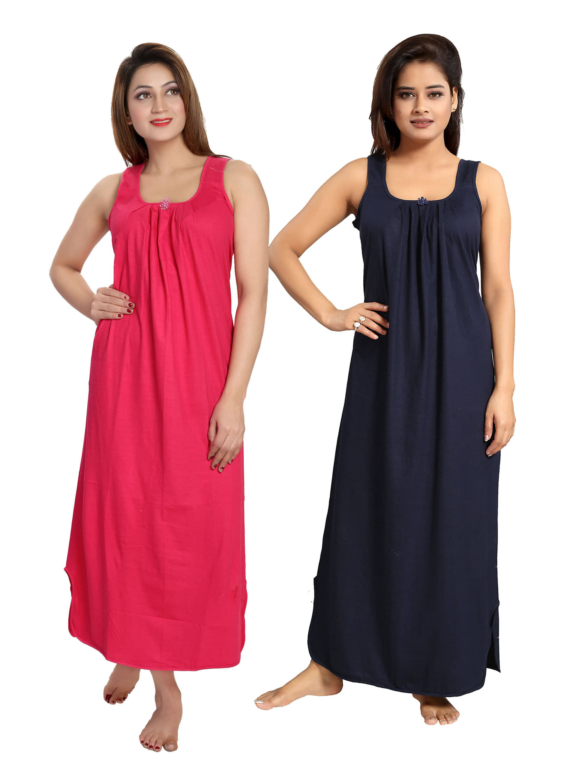     			Mallinath Multicolor Cotton Women's Nightwear Nighty & Night Gowns ( Pack of 2 )