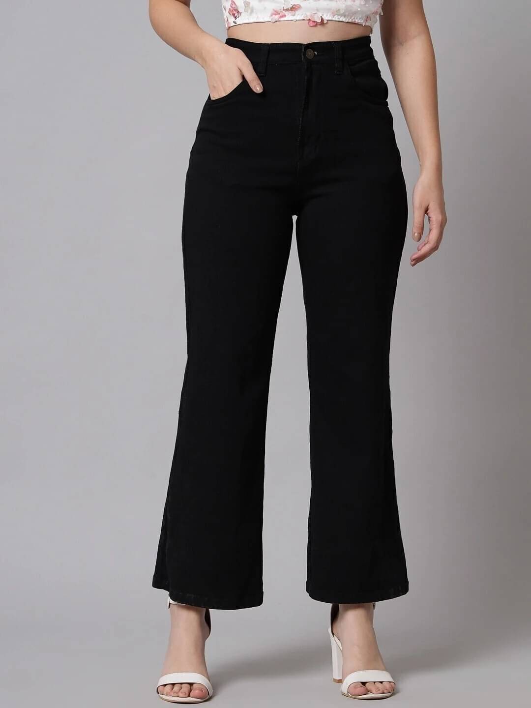     			Mercel Women's Flared High-Rise Jeans ( Black )