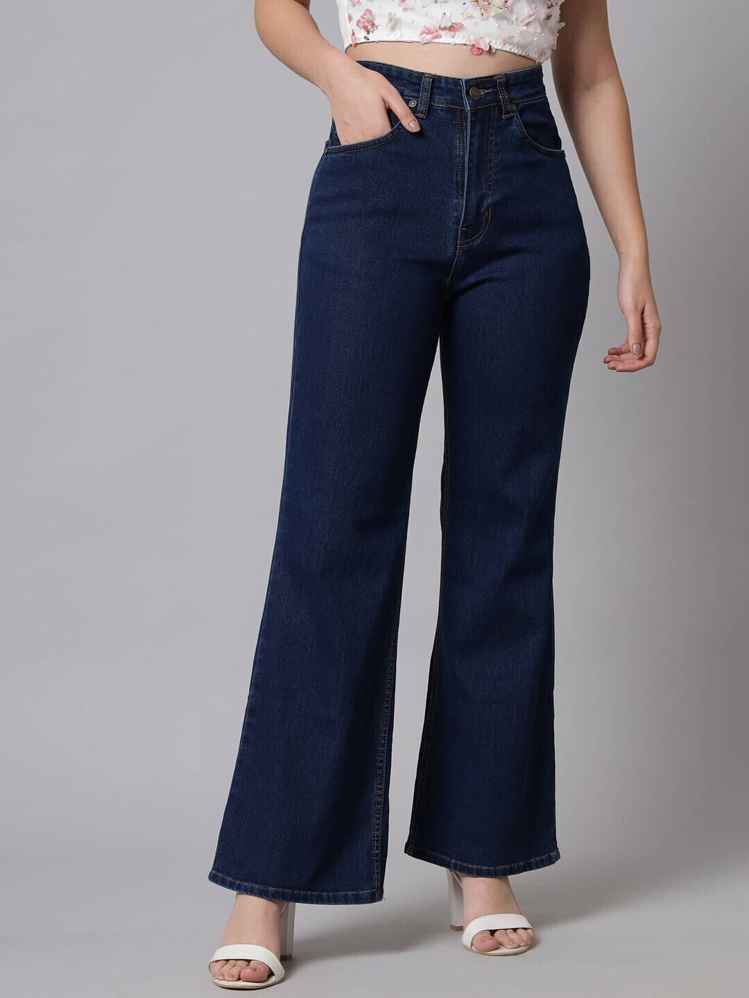    			Mercel Women's Flared High-Rise Jeans ( Black )