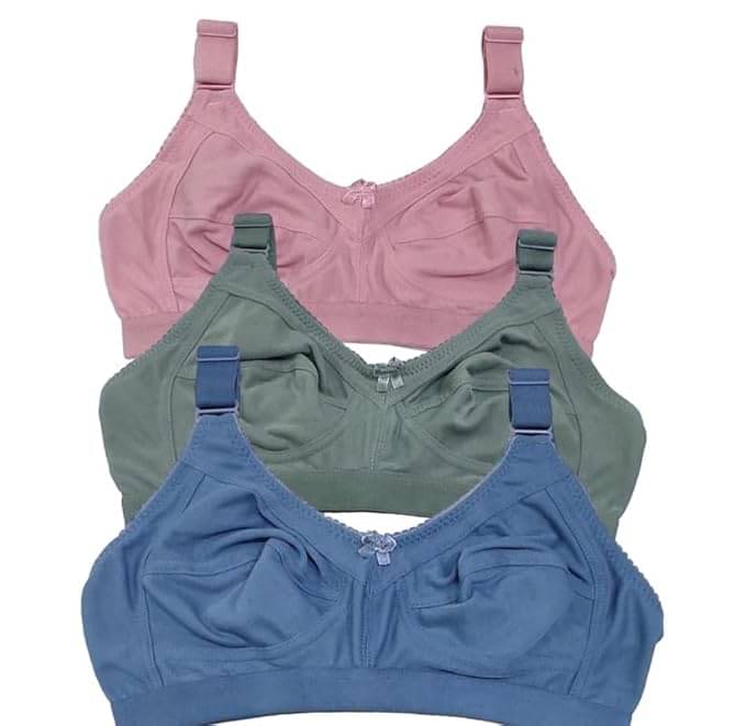 Narsingha Dreams Pack of 3 Cotton Blend Non Padded Everyday Bra For Women ( Multicolor ) Narsingha Dreams Pack of 3 Cotton Blend Non Padded Everyday Bra For Women ( Multicolor )