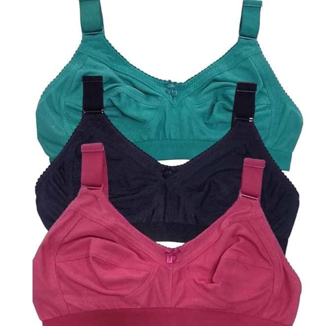     			Narsingha Dreams Pack of 3 Cotton Blend Non Padded Everyday Bra For Women ( Multicolor1 )