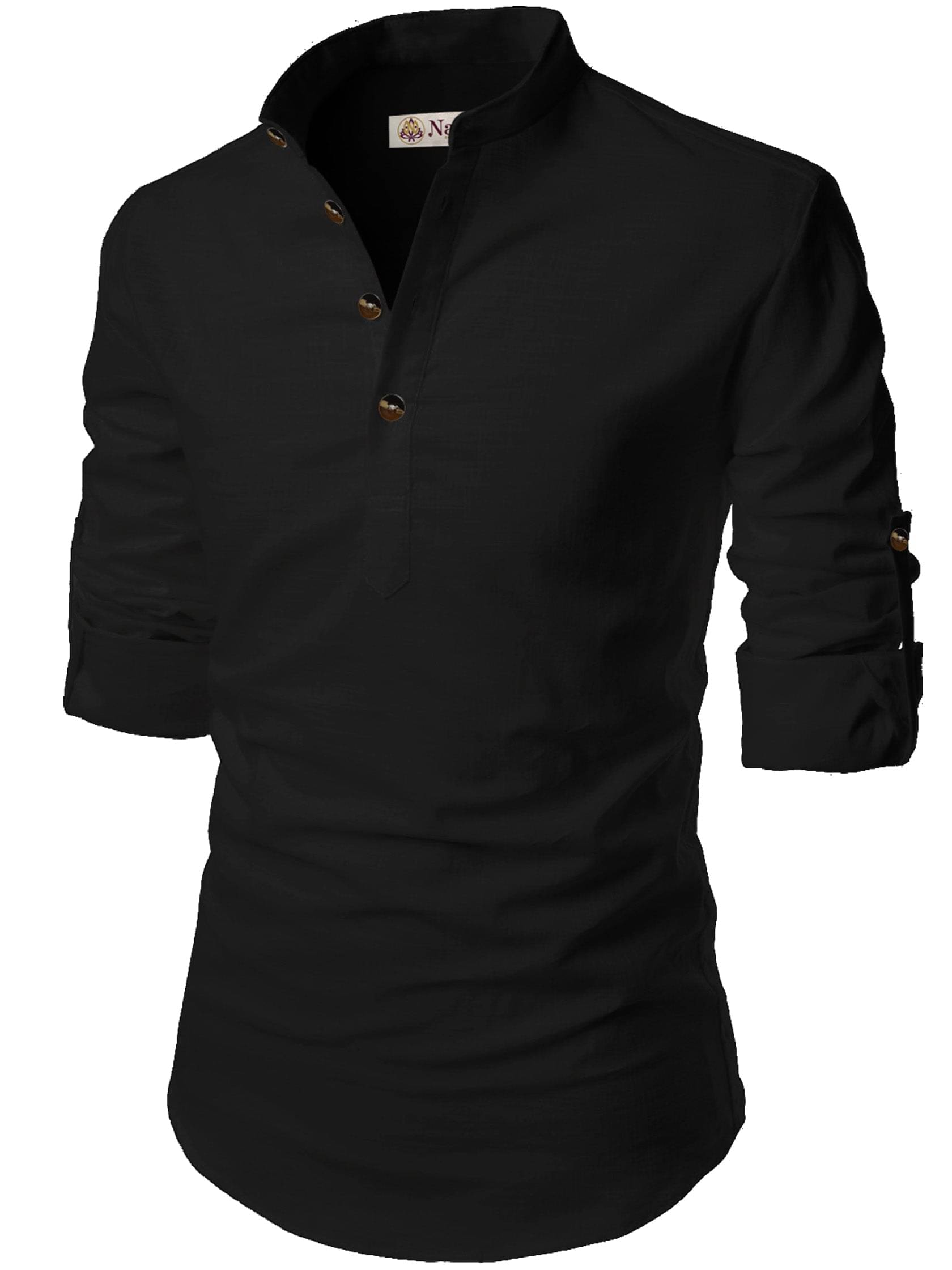     			Navkanj Black Cotton Men's Regular Kurta ( Pack of 1 )