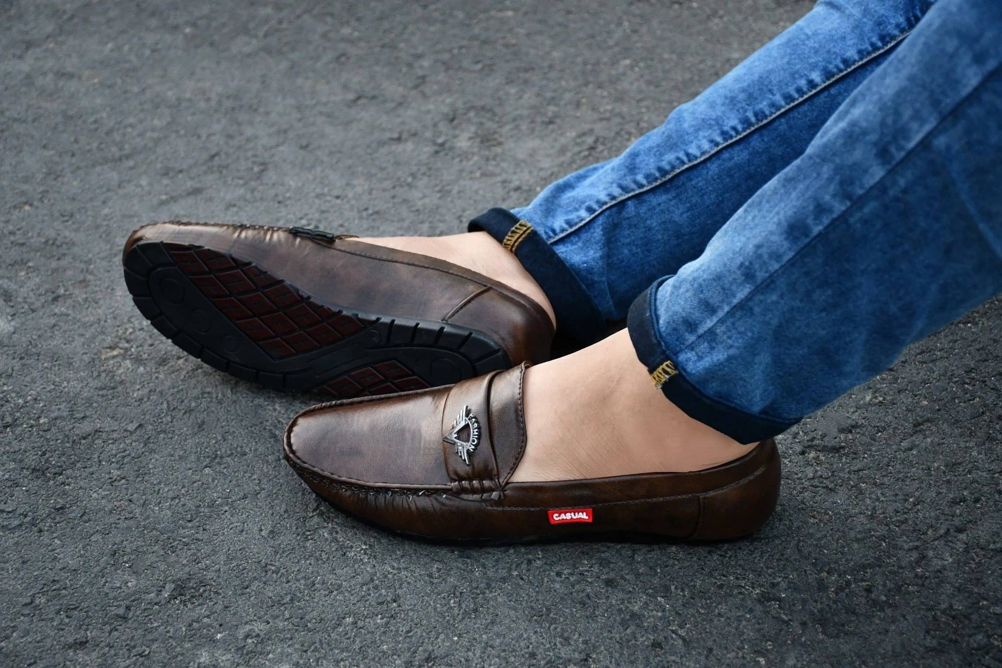     			OZJI Brown Men's Slip-on Shoes