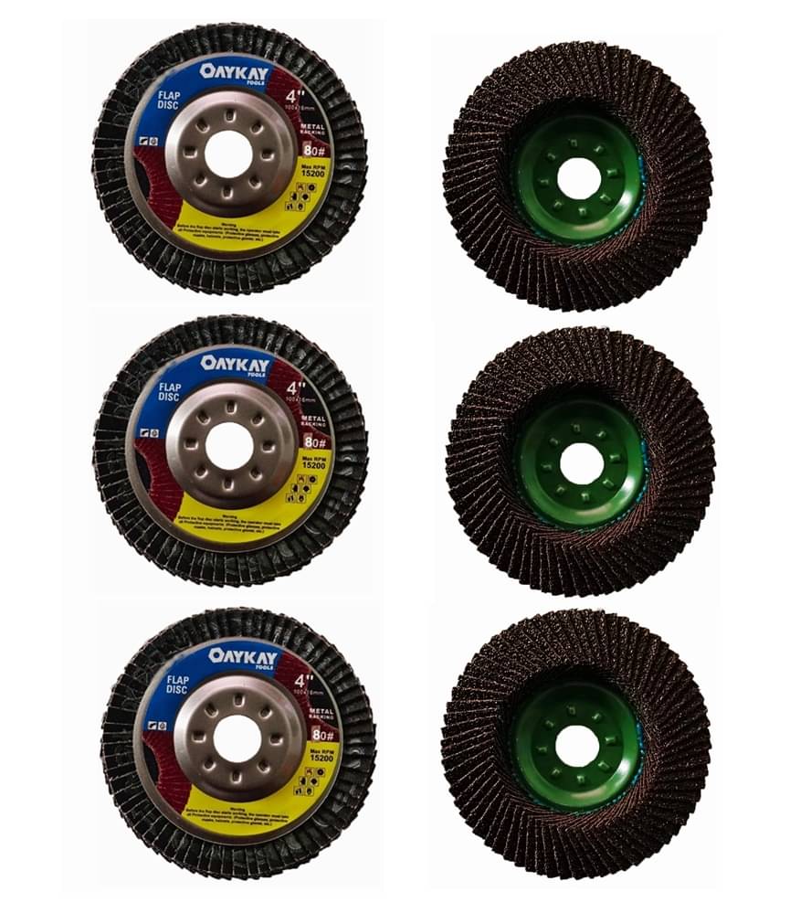 Oaykay Tool Flap Disc 4"x 80 Grit for removing rust, paint and weld seams Pack of 3 Oaykay Tool Flap Disc 4"x 80 Grit for removing rust, paint and weld seams Pack of 3
