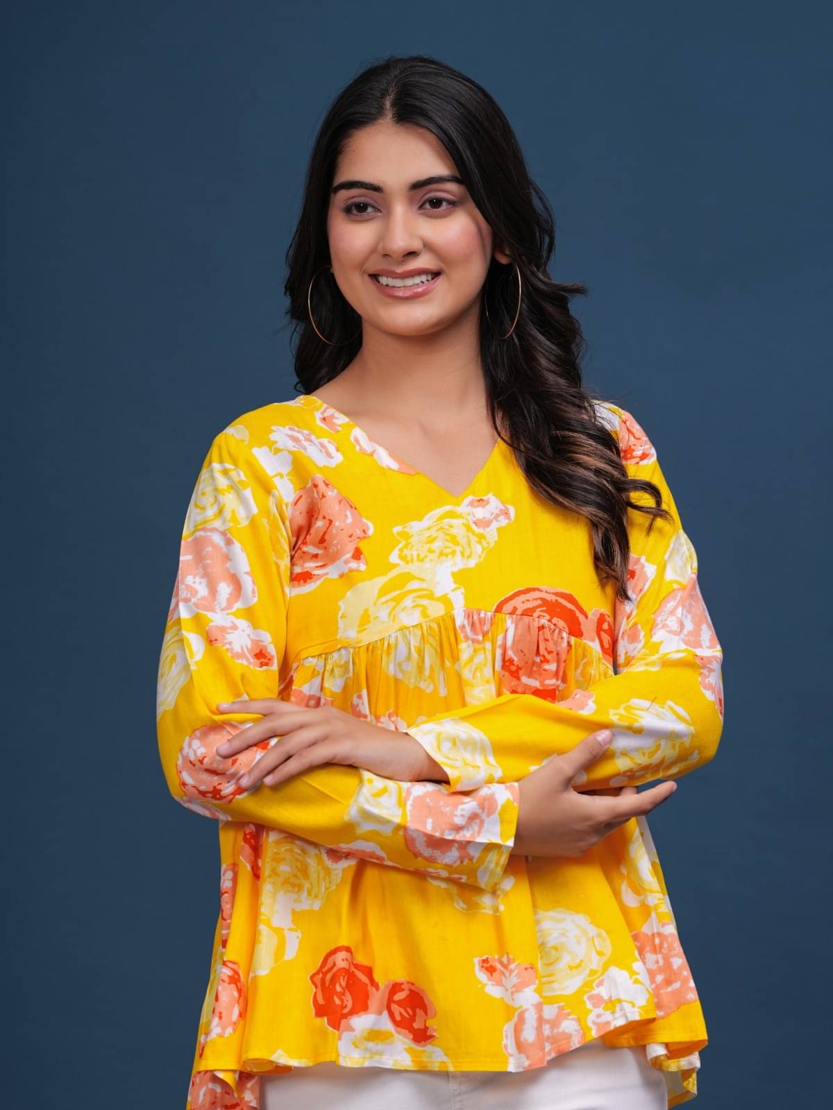     			Pingaksh Women Viscose Rayon Printed Straight Kurti ( Yellow )