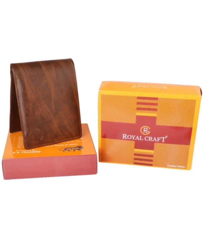     			Royal Craft Faux Leather Solid Men's Two Fold Wallet With 3 Slots For Card ( Brown , Pack of 1 )