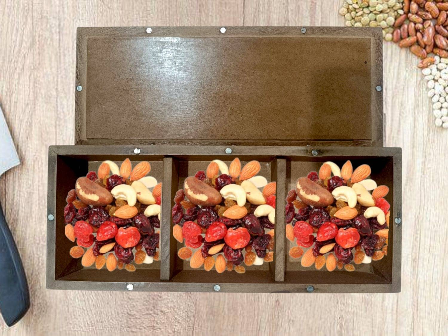     			SWH Wooden Serving Tray 1000 ml Brown ( Set of 1 )