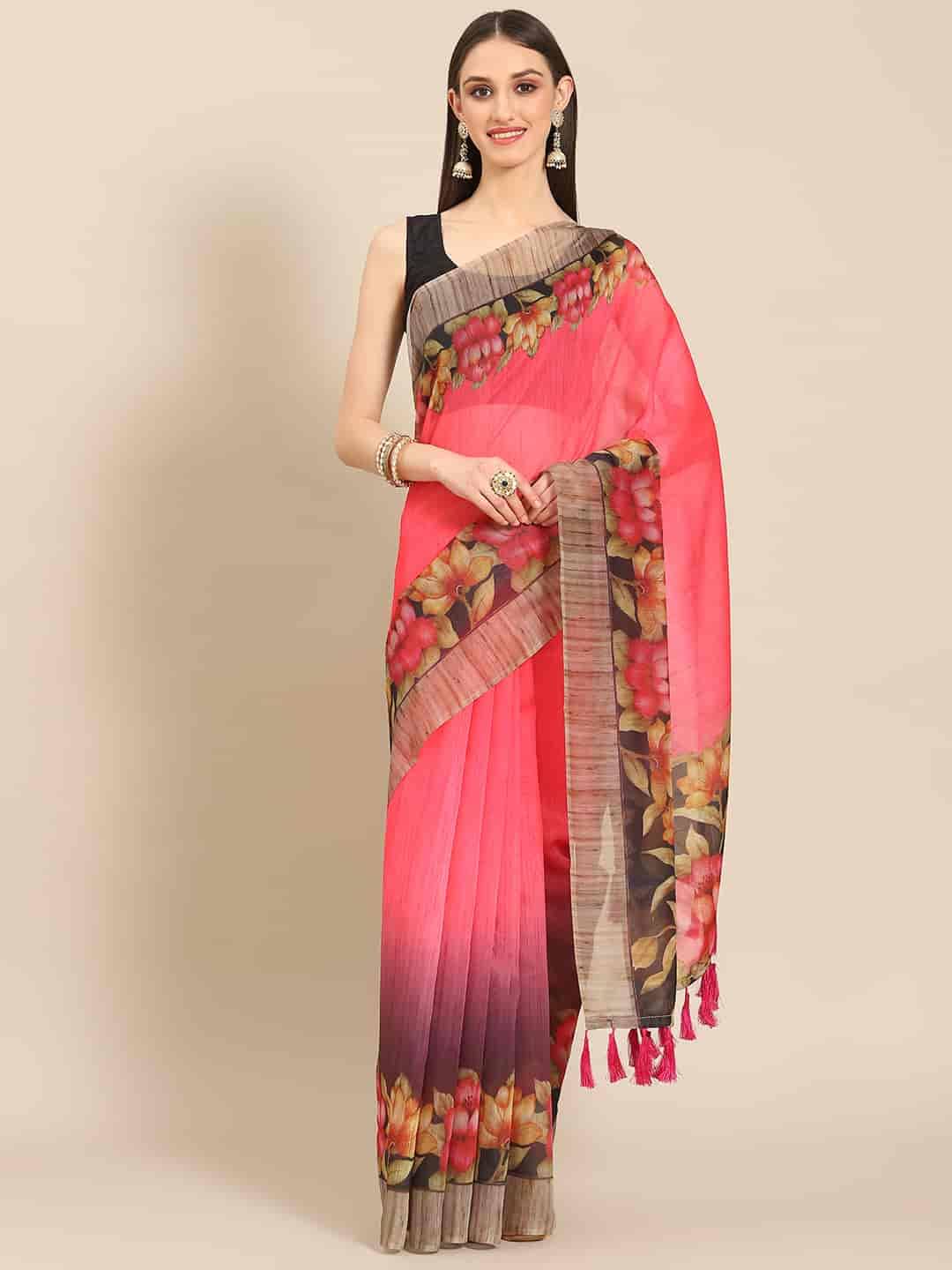     			Silk Zone Cotton Blend Printed Chanderi saree With Unstitched Blouse Piece ( Multicolor )