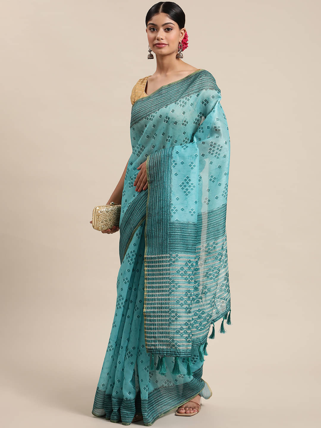 Silk Zone Cotton Blend Printed Chanderi saree With Unstitched Blouse Piece ( Teal ) Silk Zone Cotton Blend Printed Chanderi saree With Unstitched Blouse Piece ( Teal )