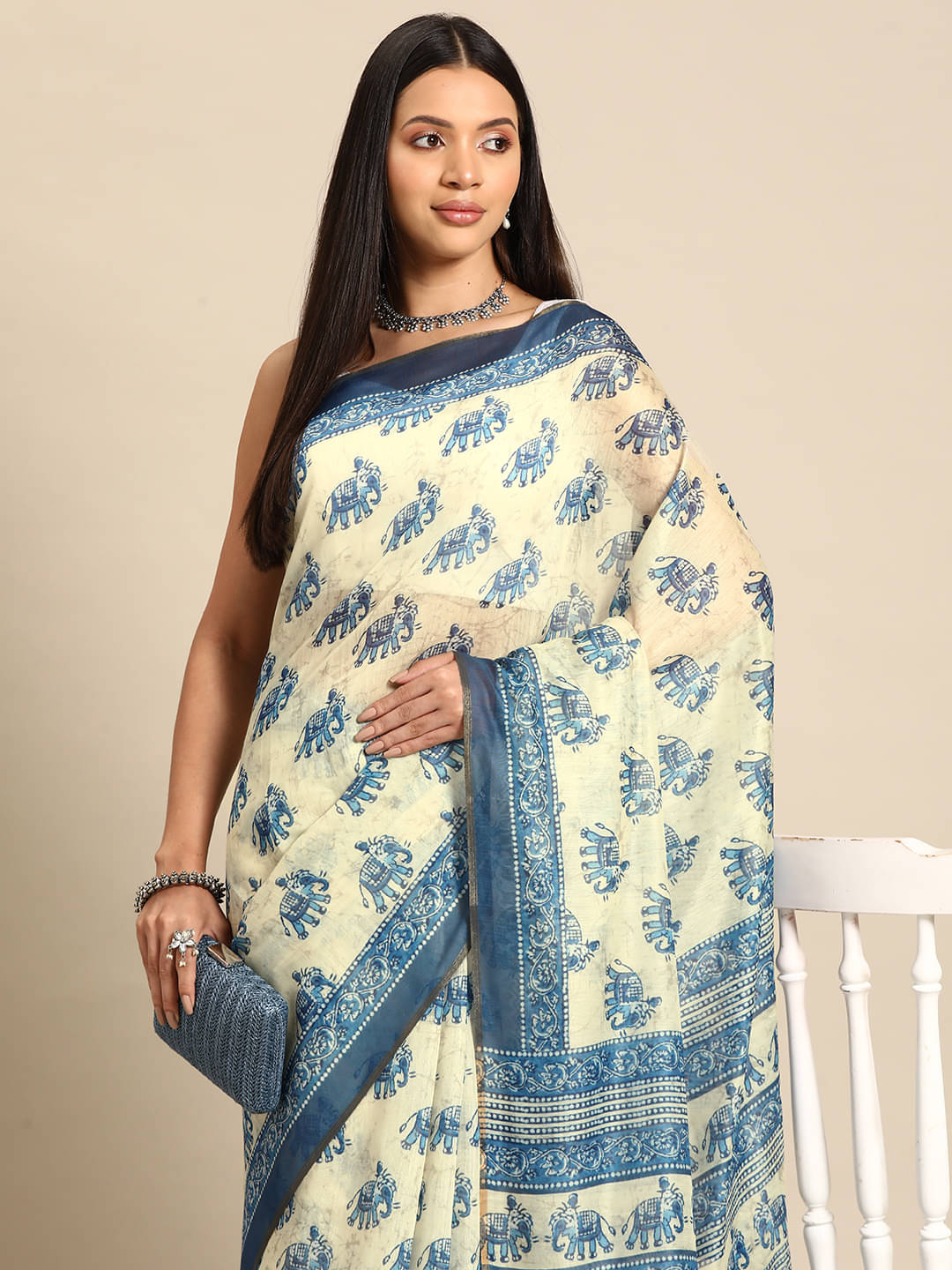 Silk Zone Cotton Blend Printed Chanderi saree With Unstitched Blouse Piece ( Blue ) Silk Zone Cotton Blend Printed Chanderi saree With Unstitched Blouse Piece ( Blue )