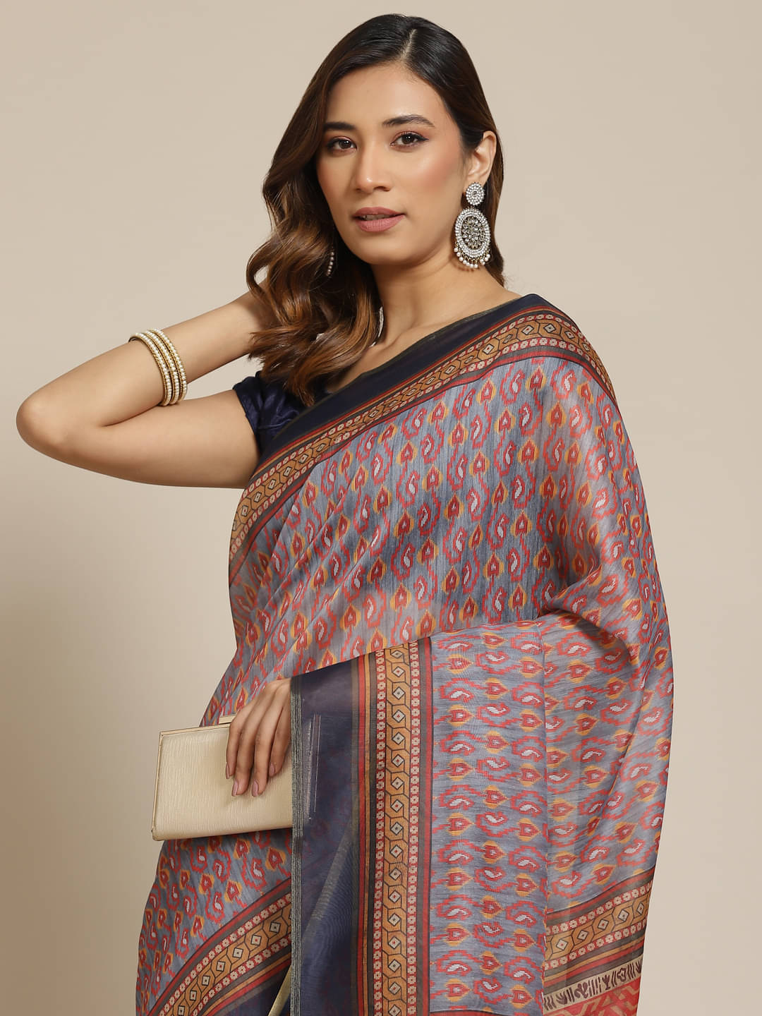 Silk Zone Cotton Blend Printed Chanderi saree With Unstitched Blouse Piece ( Grey ) Silk Zone Cotton Blend Printed Chanderi saree With Unstitched Blouse Piece ( Grey )