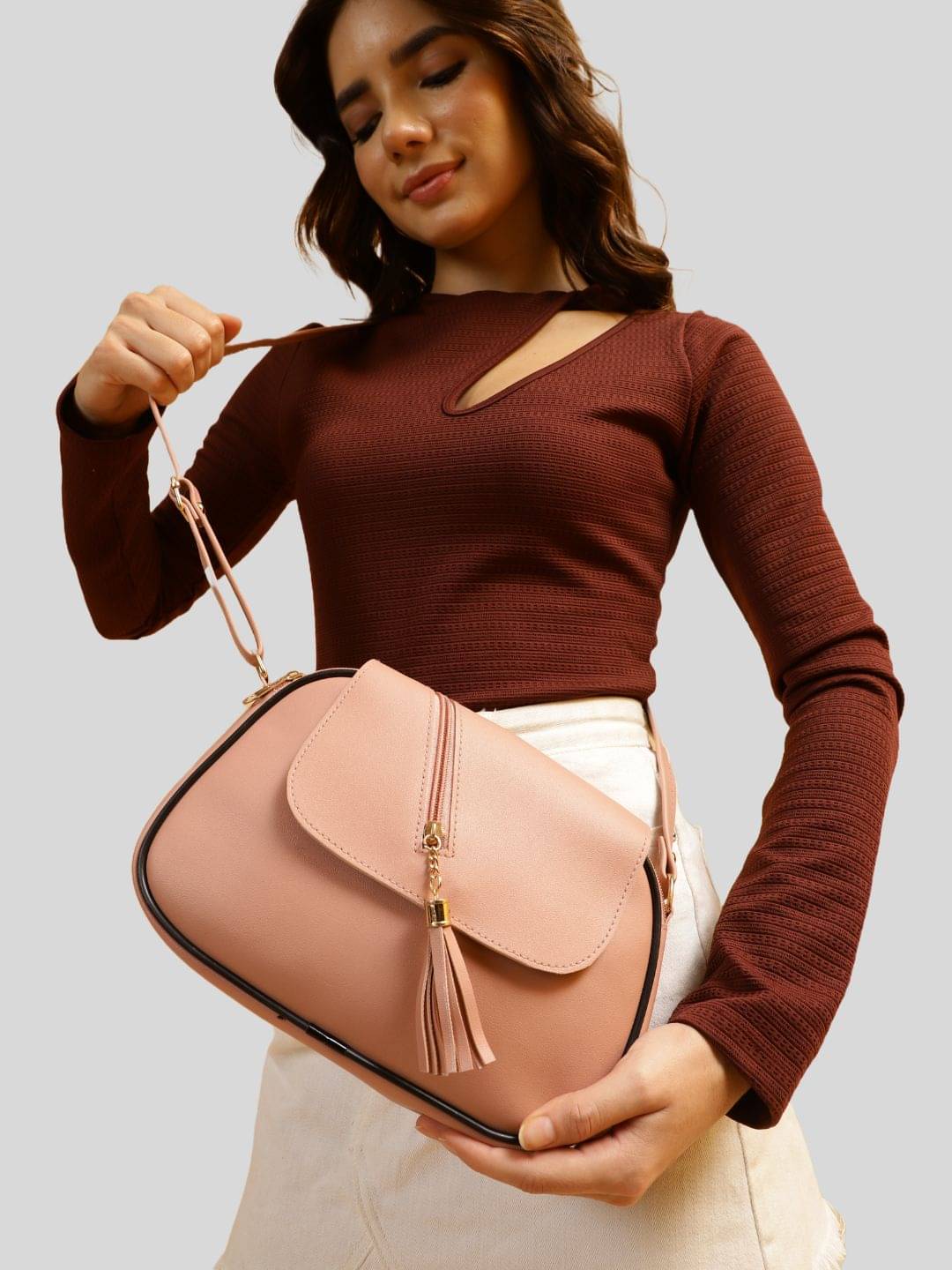     			Springberry Sling Bag PU Set of 1 ( Fluorescent Pink )