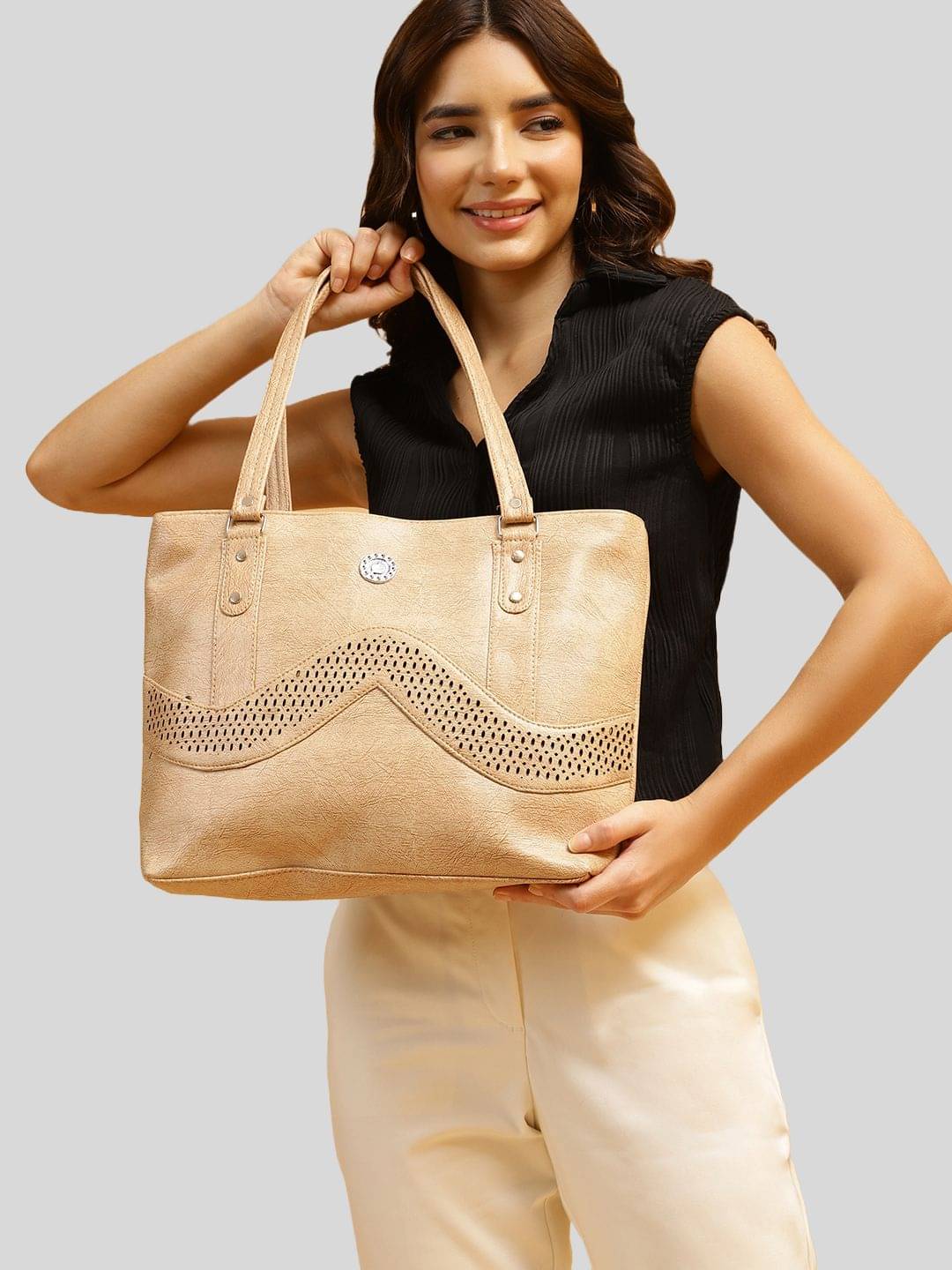     			Springberry Tote Bag PU Set of 1 ( Tan )