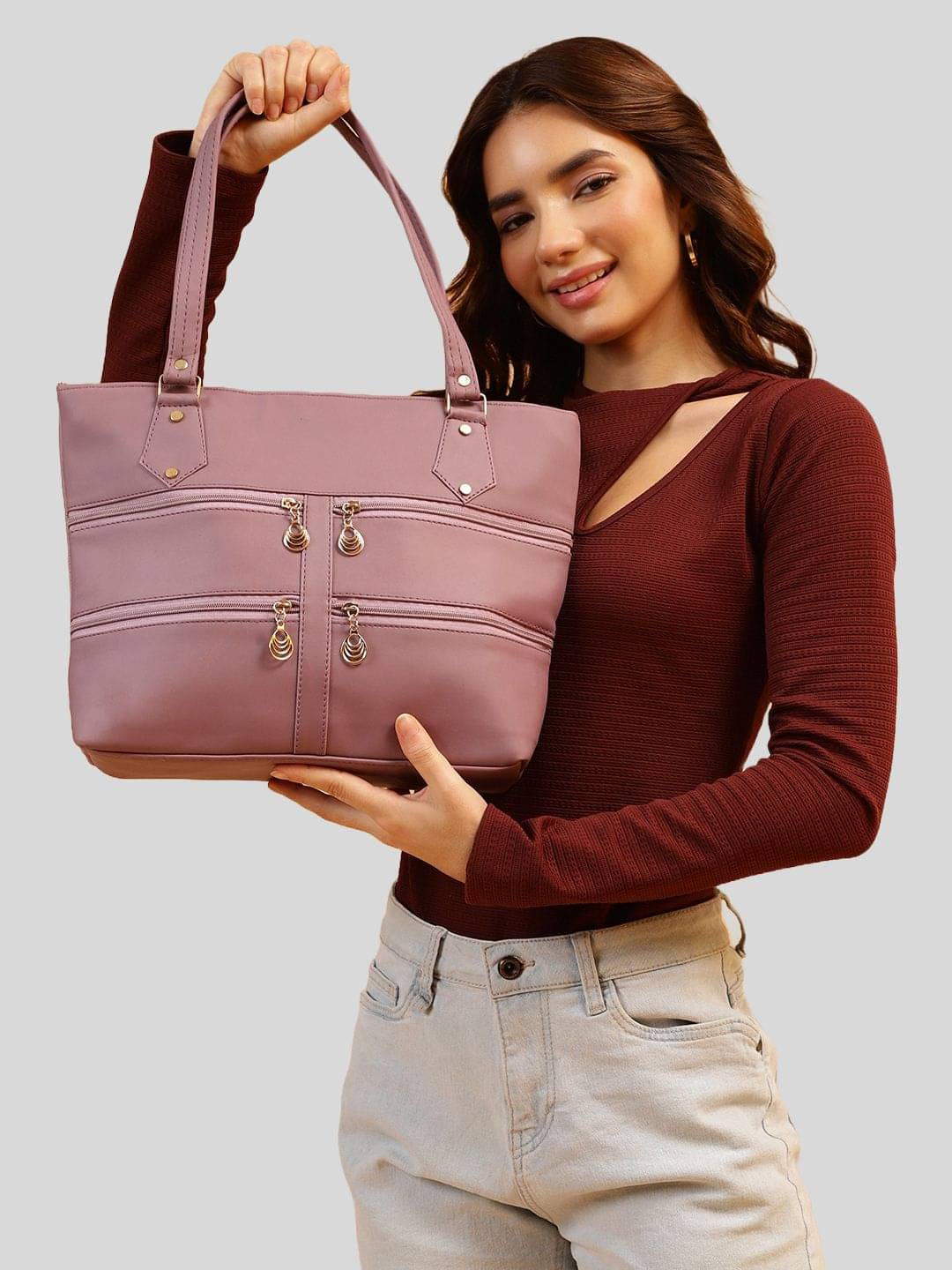     			Springberry Tote Bag PU Set of 1 ( Purple )