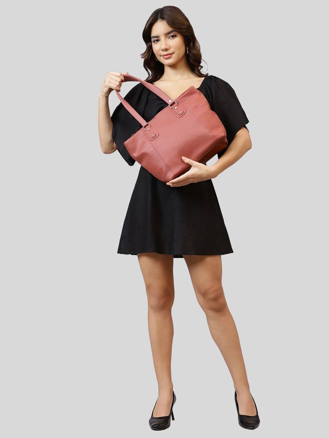     			Springberry Tote Bag PU Set of 1 ( Fluorescent Pink )