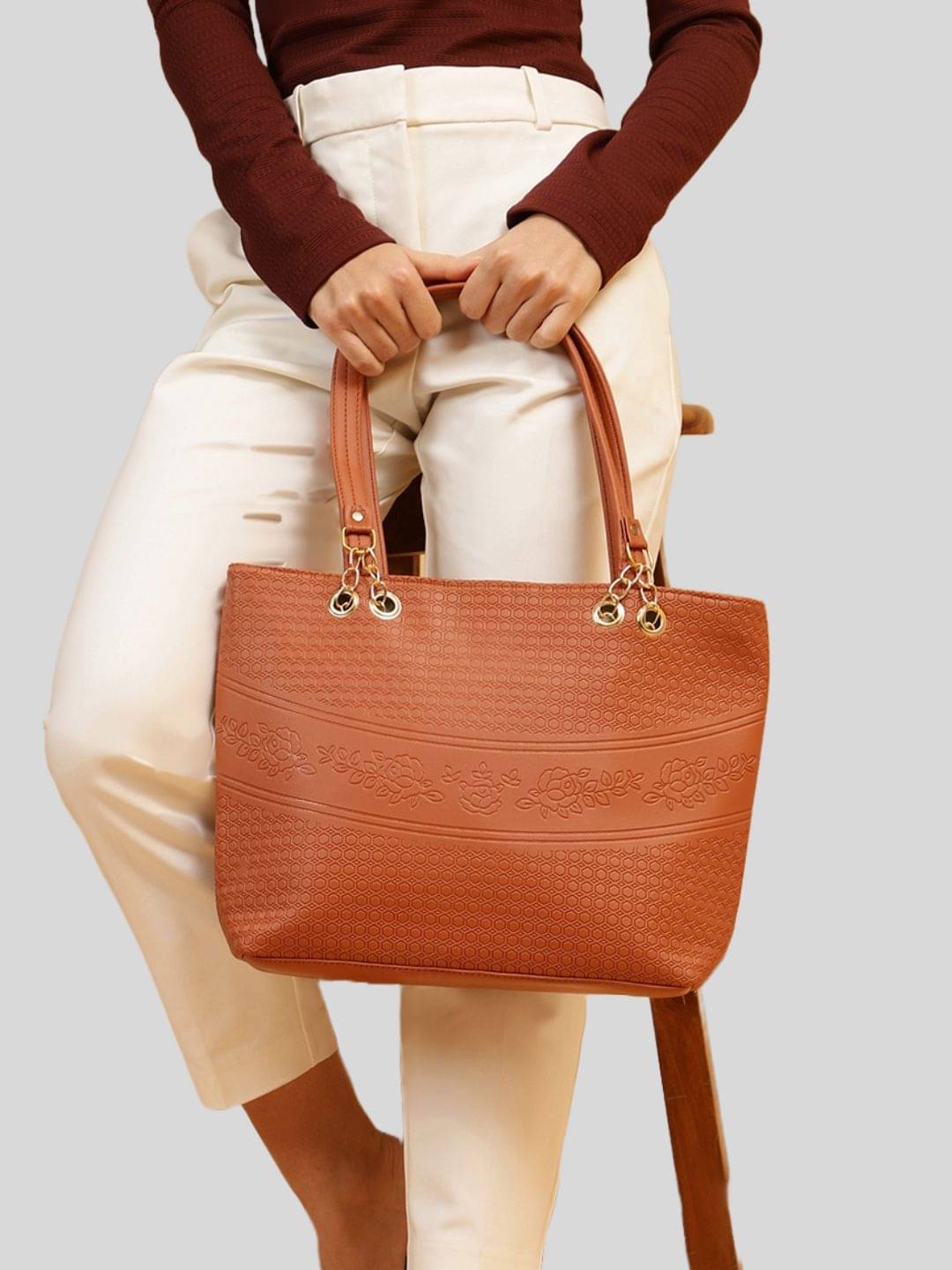     			Springberry Tote Bag PU Set of 1 ( Brown )