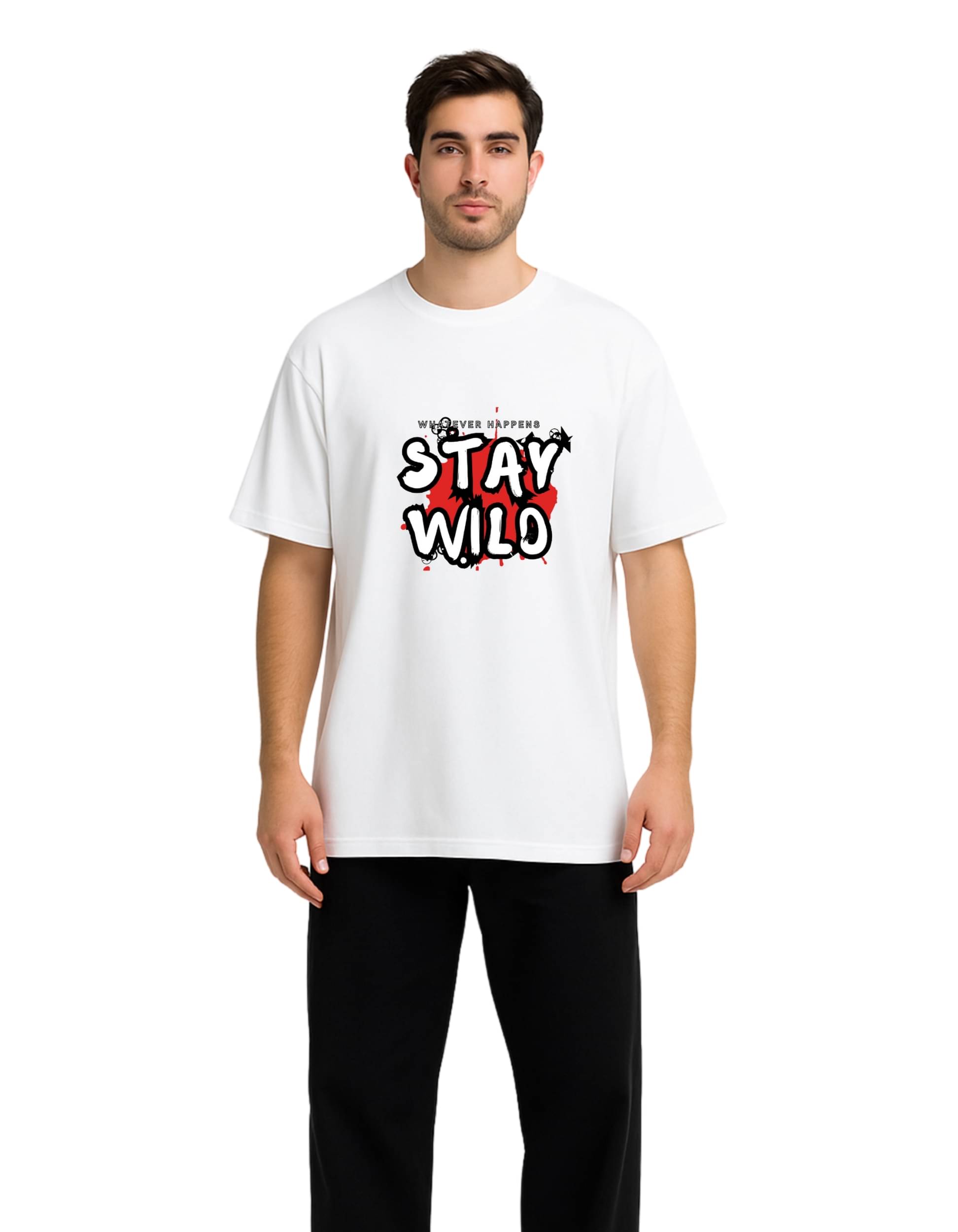     			Style Shadow Men Cotton Oversized Fit Printed T-Shirt ( White )