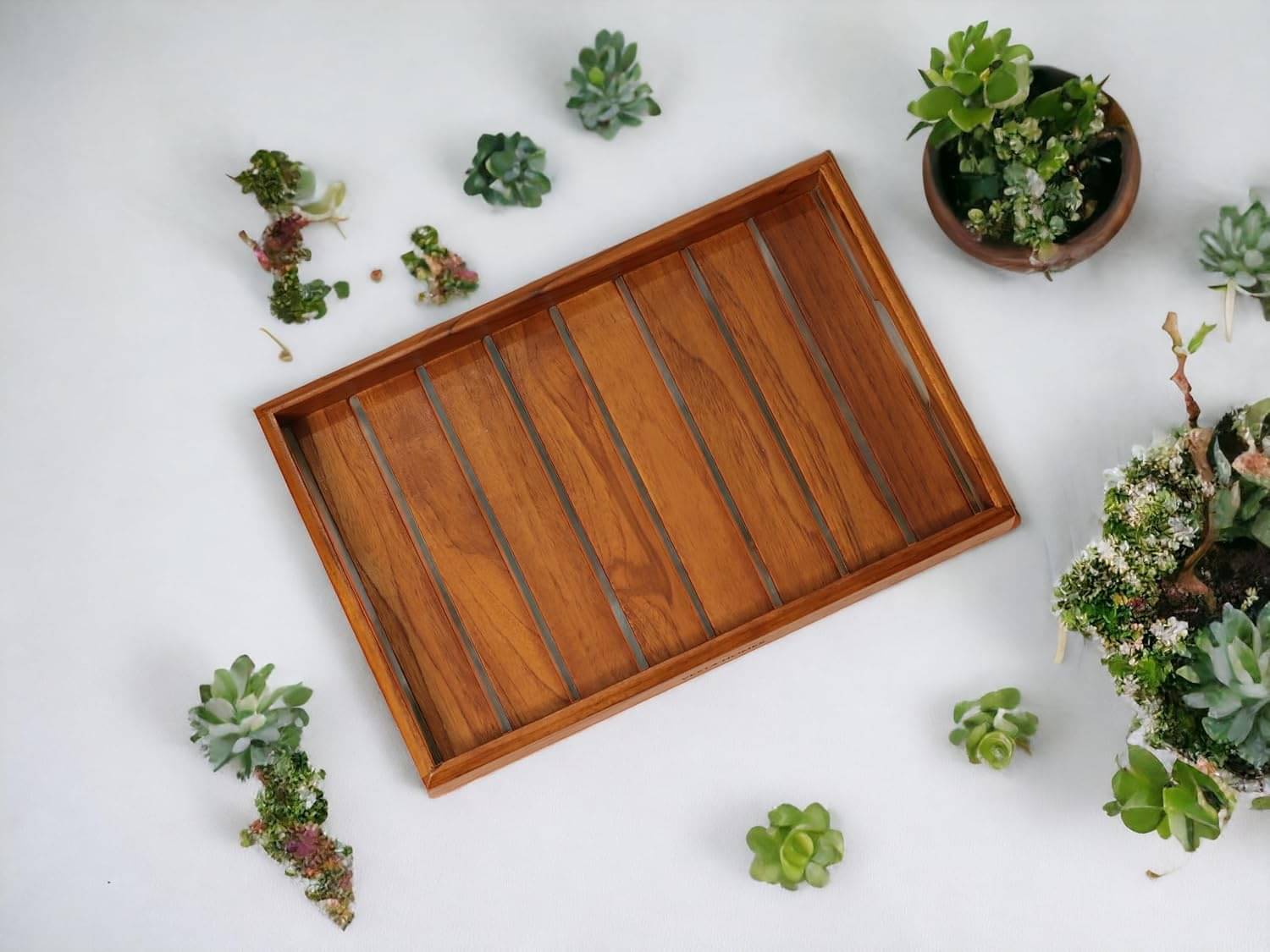     			TFS Plain Wooden Serving Tray 500 ml Brown ( Set of 1 )