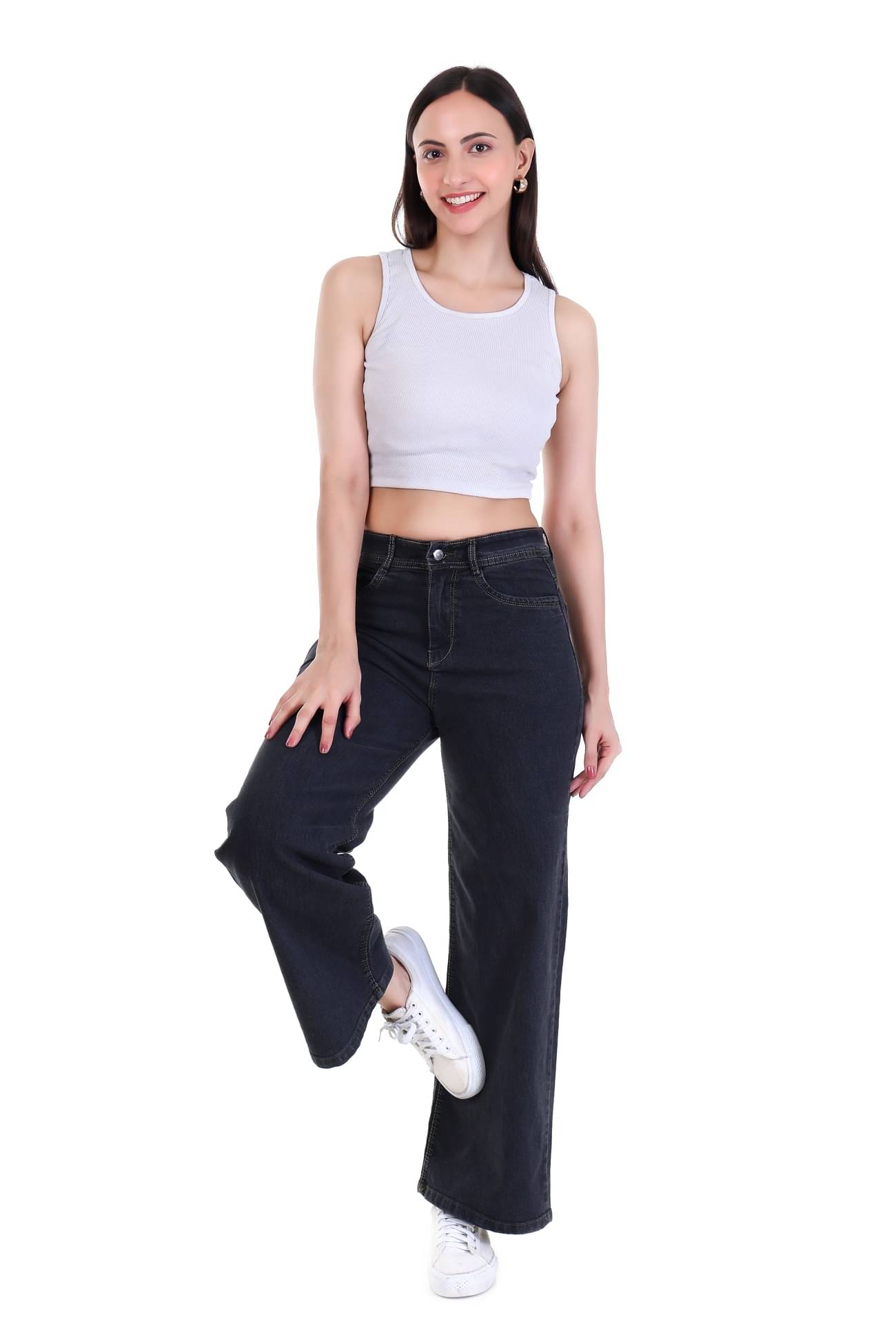     			VOLVIERA Women's Regular Fit High-Rise Jeans ( Grey )