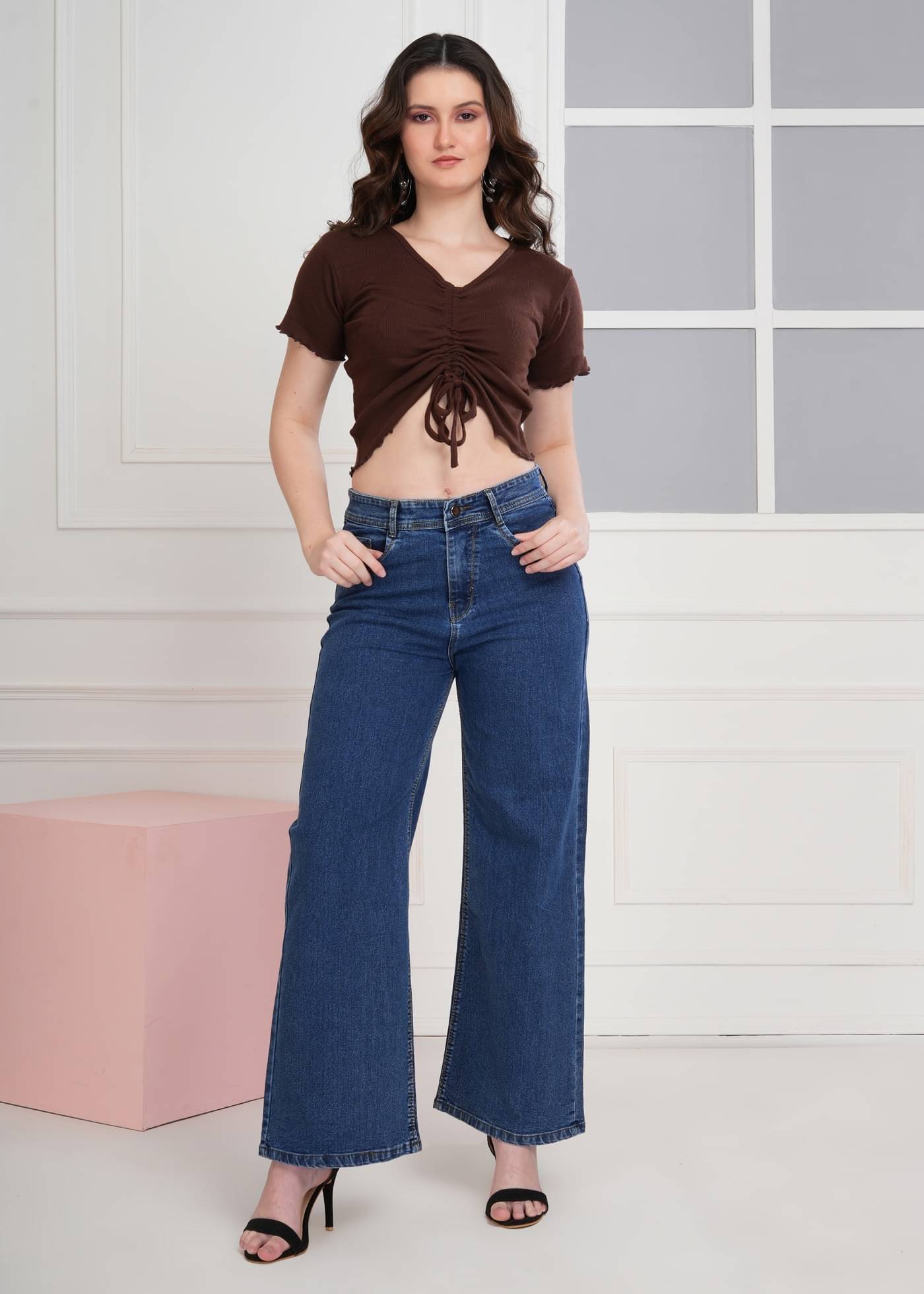     			VOLVIERA Women's Regular Fit High-Rise Jeans ( InkBlue )