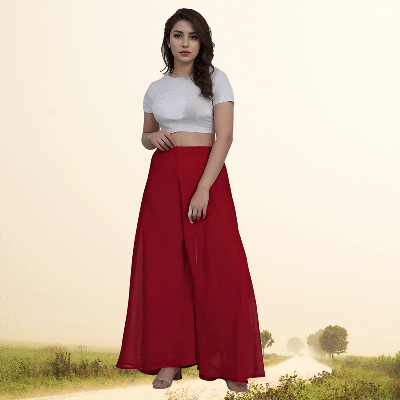 VYOM EMPORIO Women Georgette Palazzo ( Maroon ) VYOM EMPORIO Women Georgette Palazzo ( Maroon )