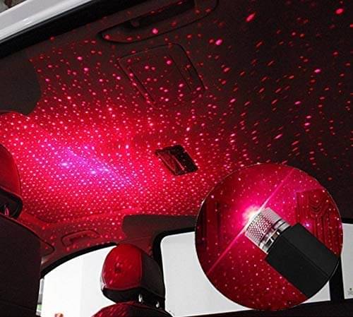     			WHIMSICAL WONDERS Usb Decorative Star Night Projector Light For Car Universal Atmosphere Lamp For Party Decoration Home Bedroom Car Interior (Red Light) (1)