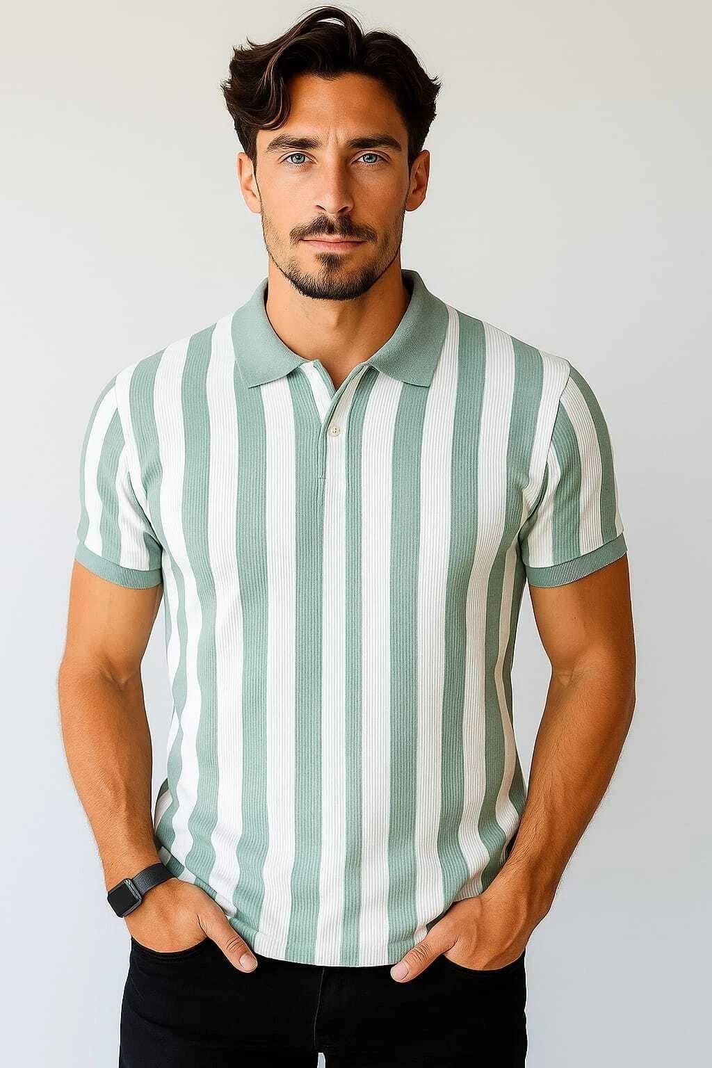 WILD ELEPHANT Men Polyester Regular Fit Striped Polo T Shirt ( Blue ) WILD ELEPHANT Men Polyester Regular Fit Striped Polo T Shirt ( Blue )