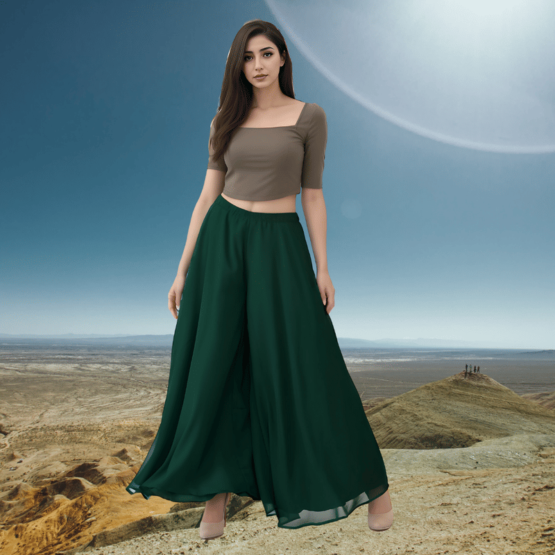     			YASHASVI ENTERPRISE Women Georgette Palazzo ( Green )