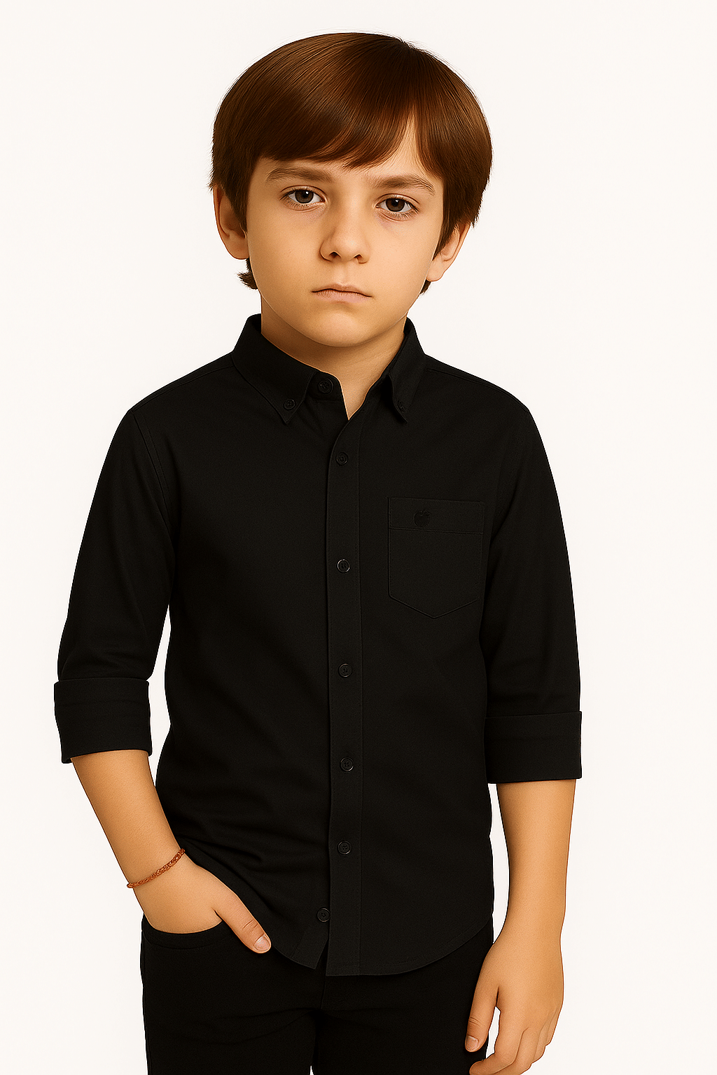 ZAKAR STYLE Pack of 1 Boys Cotton Blend Full Sleeves Shirt ( Black ) ZAKAR STYLE Pack of 1 Boys Cotton Blend Full Sleeves Shirt ( Black )