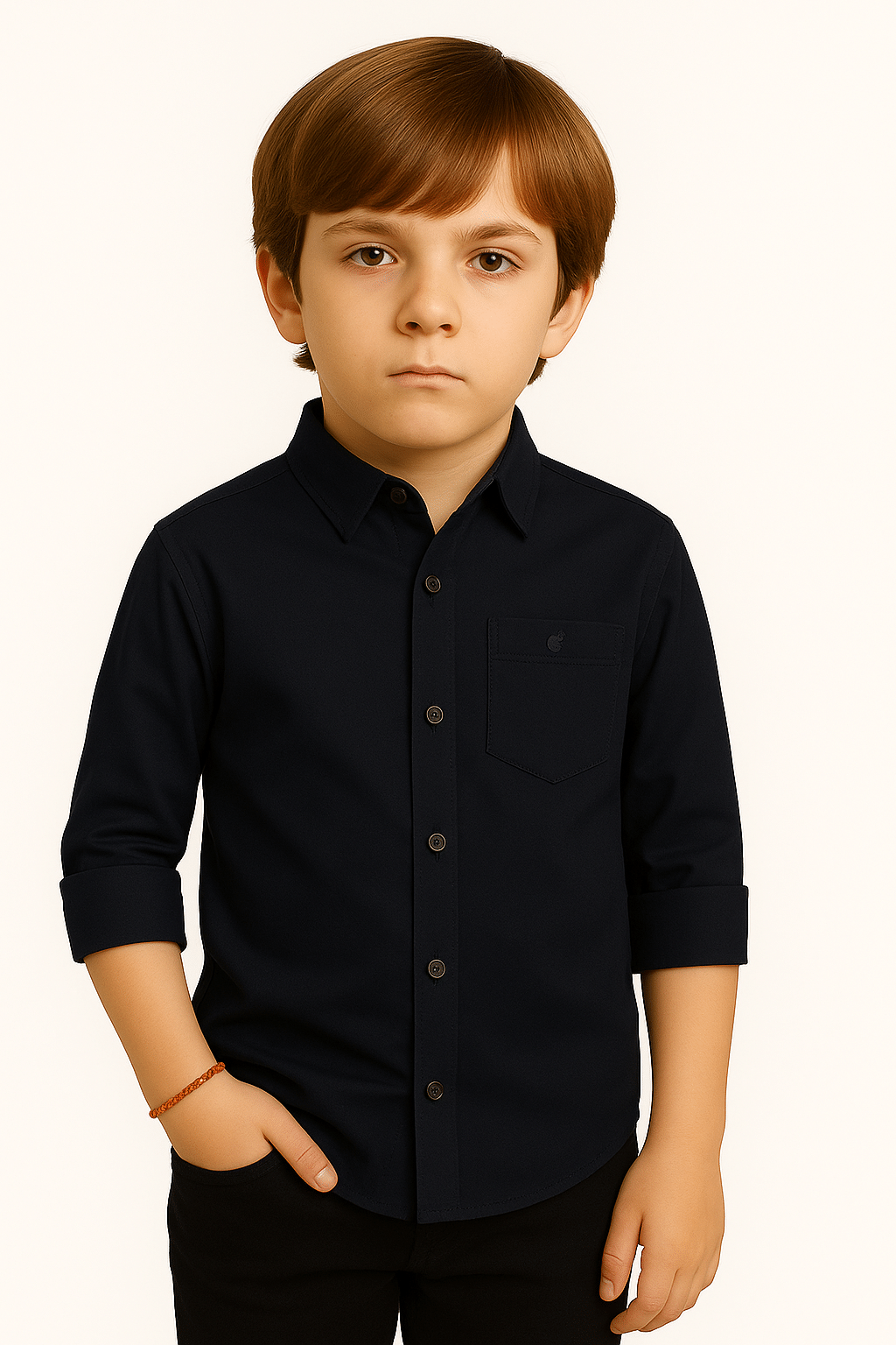 ZAKAR STYLE Pack of 1 Boys Cotton Blend Full Sleeves Shirt ( Navy Blue ) ZAKAR STYLE Pack of 1 Boys Cotton Blend Full Sleeves Shirt ( Navy Blue )