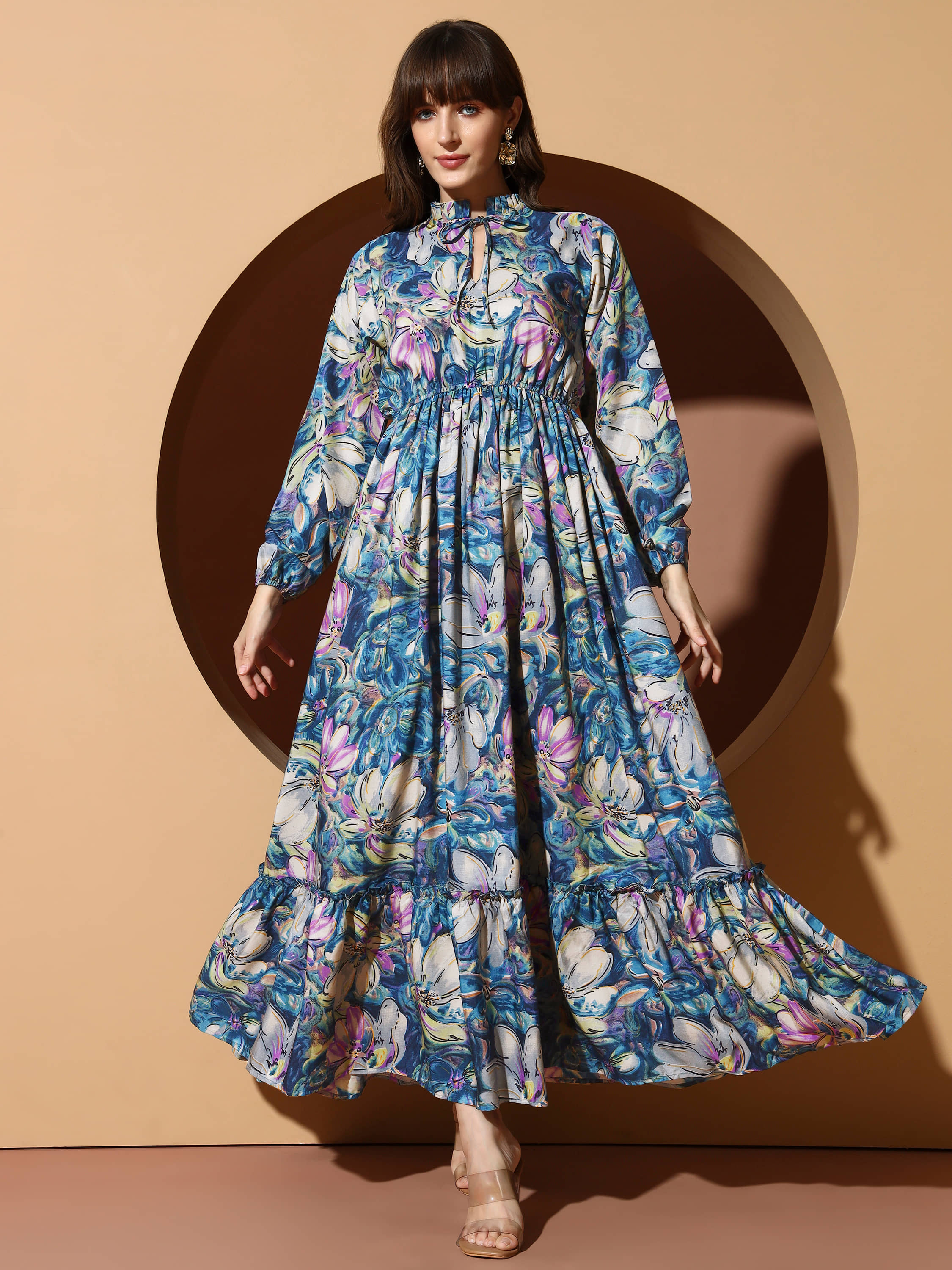ZWERLON Women Polyester Printed A-line Dress ( Multi Color )