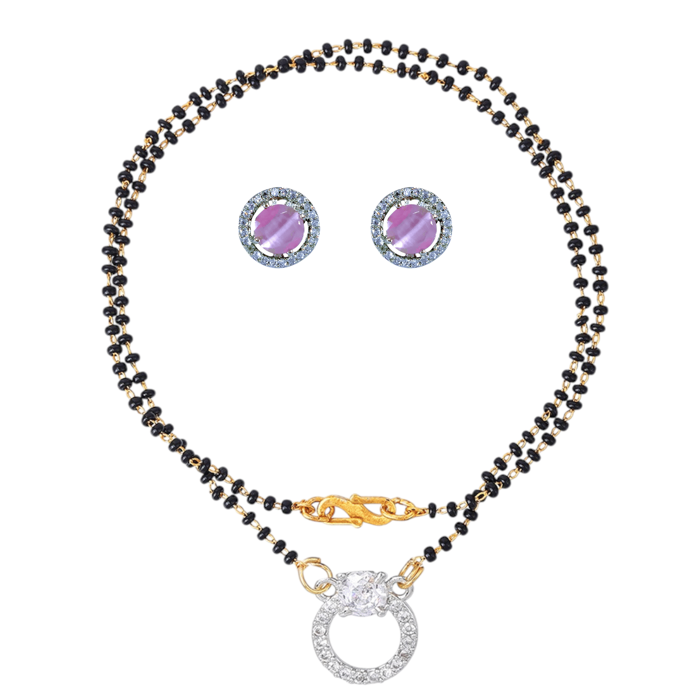     			AKLINA Pink Mangalsutra Set ( Pack of 1 )