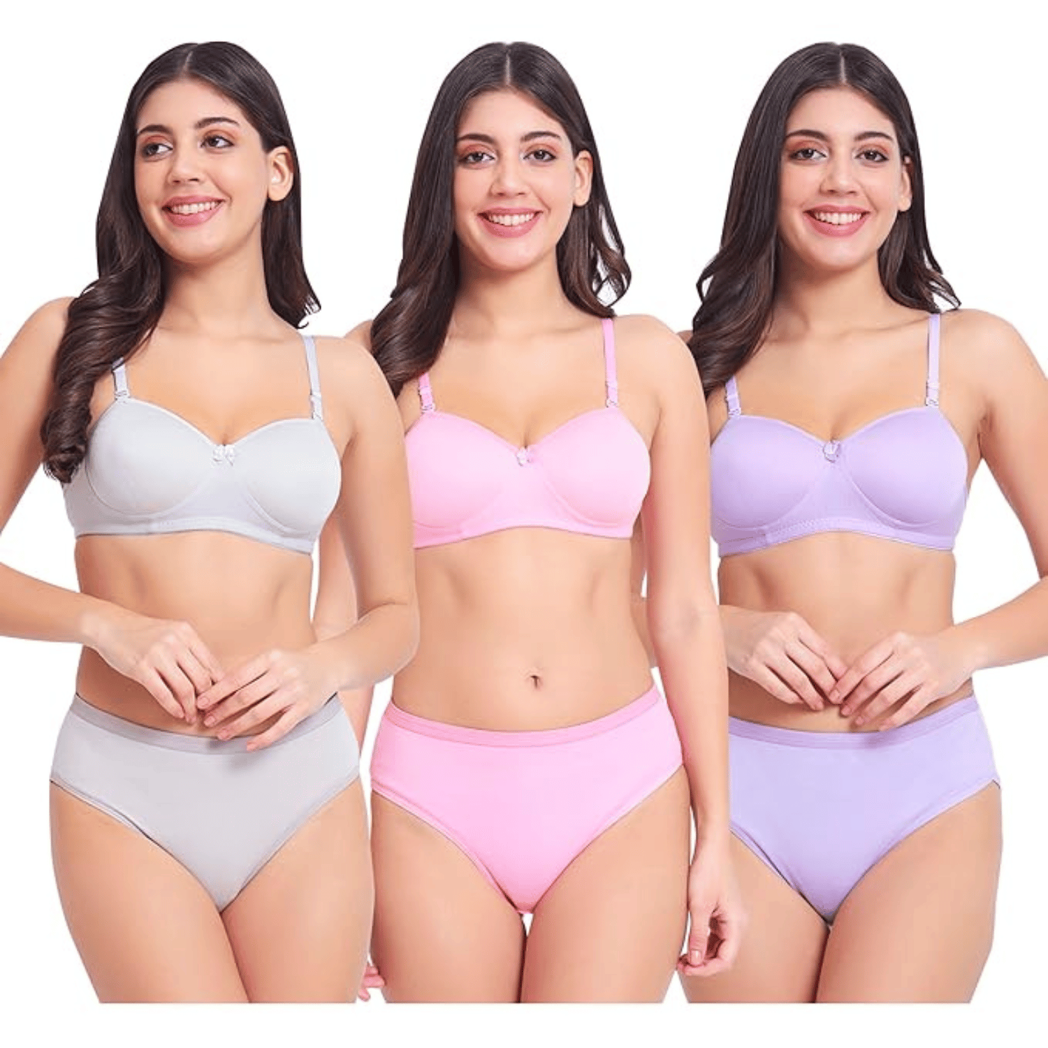 Adora Innerwear Pack of 3 Cotton Blend Bra & Panty Set For Women ( Multicolor ) Adora Innerwear Pack of 3 Cotton Blend Bra & Panty Set For Women ( Multicolor )