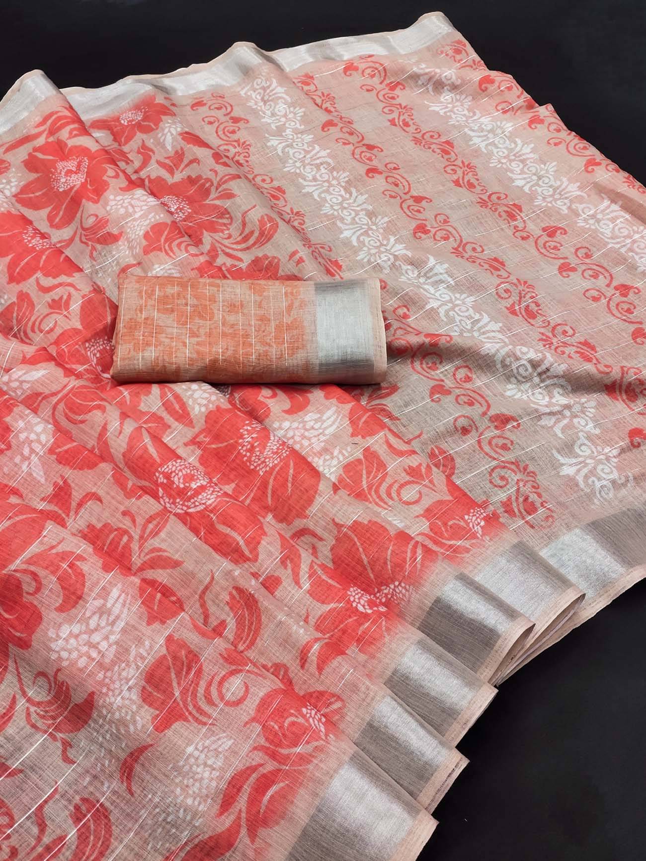     			BYUPRI Chanderi Printed Leheriya Saree With Unstitched Blouse Piece ( Red )