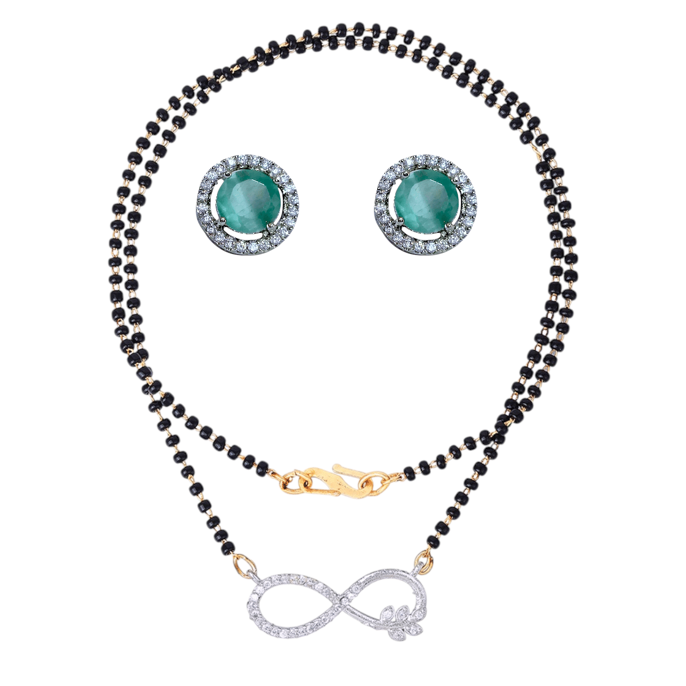     			Charms Turquoise Mangalsutra Set ( Pack of 1 )