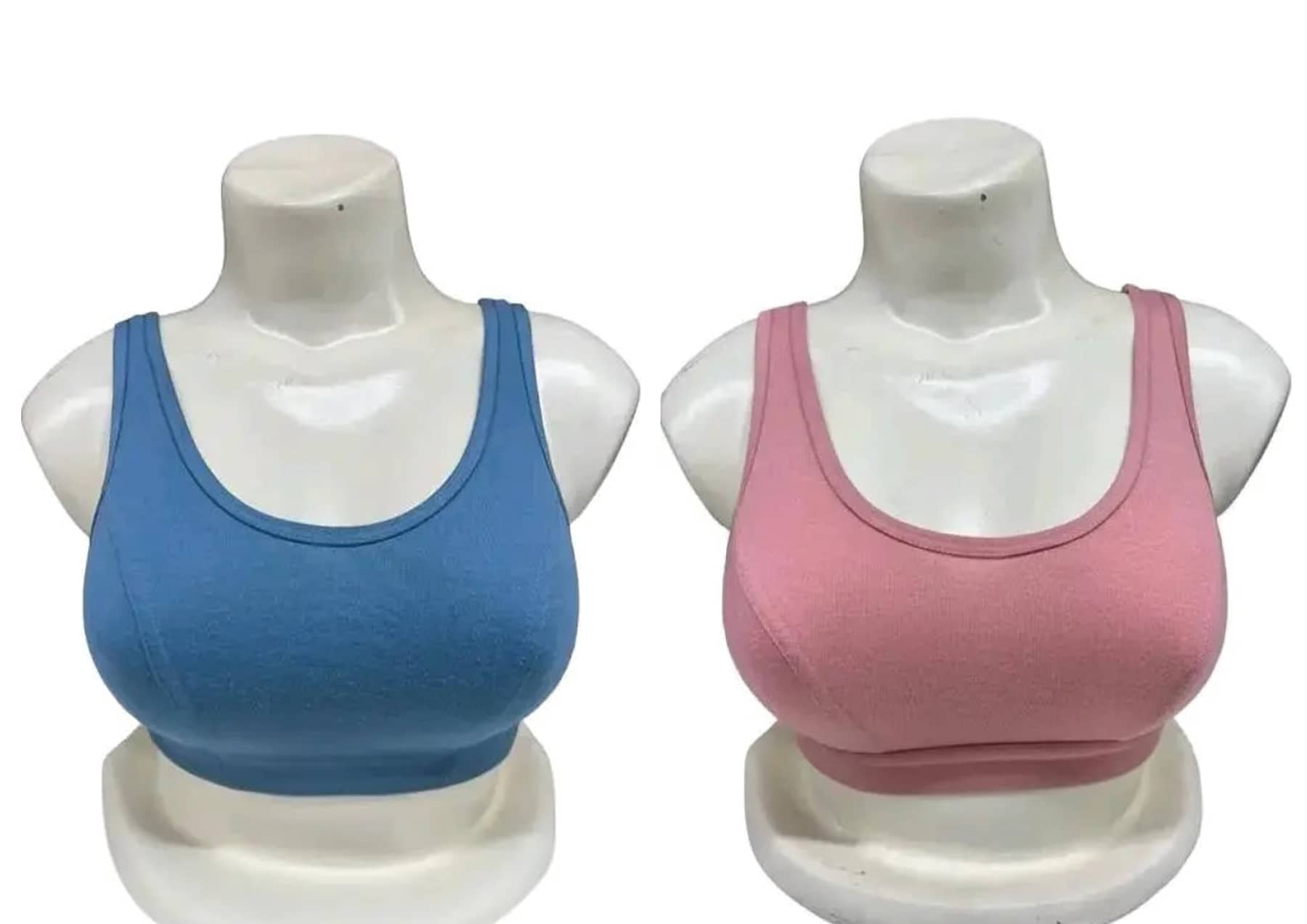 Ishant Blue,Pink Cotton Non Padded Women's Sports Bra ( Pack of 2 )