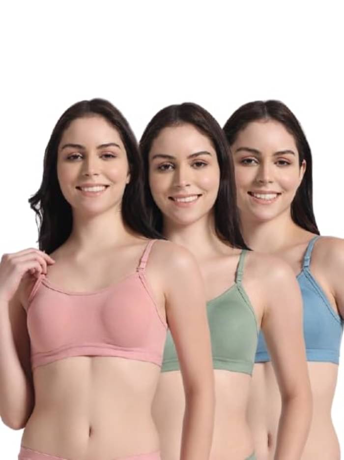 Ishant Blue,Pink,Green Cotton Non Padded Women's Sports Bra ( Pack of 3 ) Ishant Blue,Pink,Green Cotton Non Padded Women's Sports Bra ( Pack of 3 )