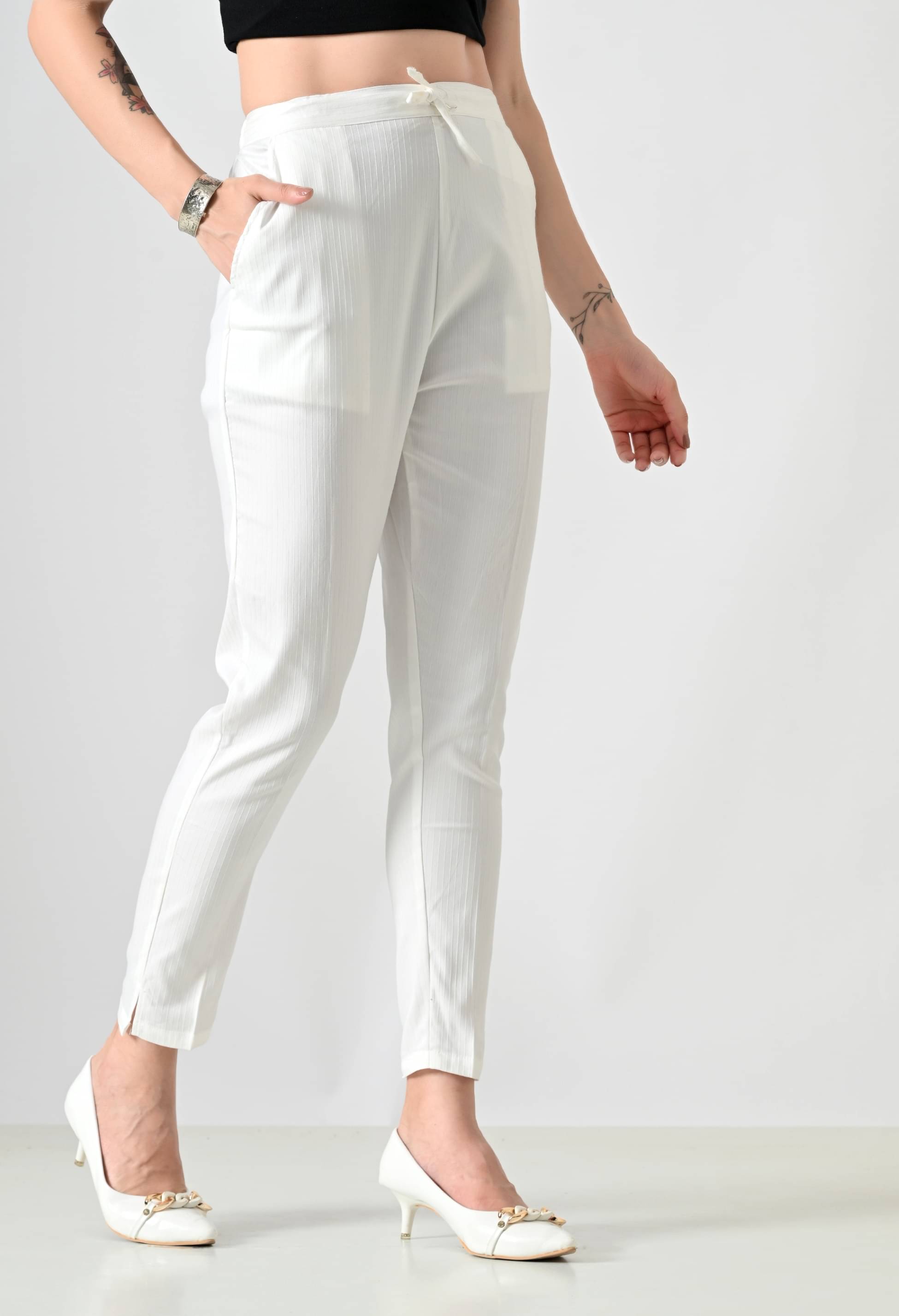     			MAURYA Pack of 1 Lycra Straight Women's Casual Pants ( White )